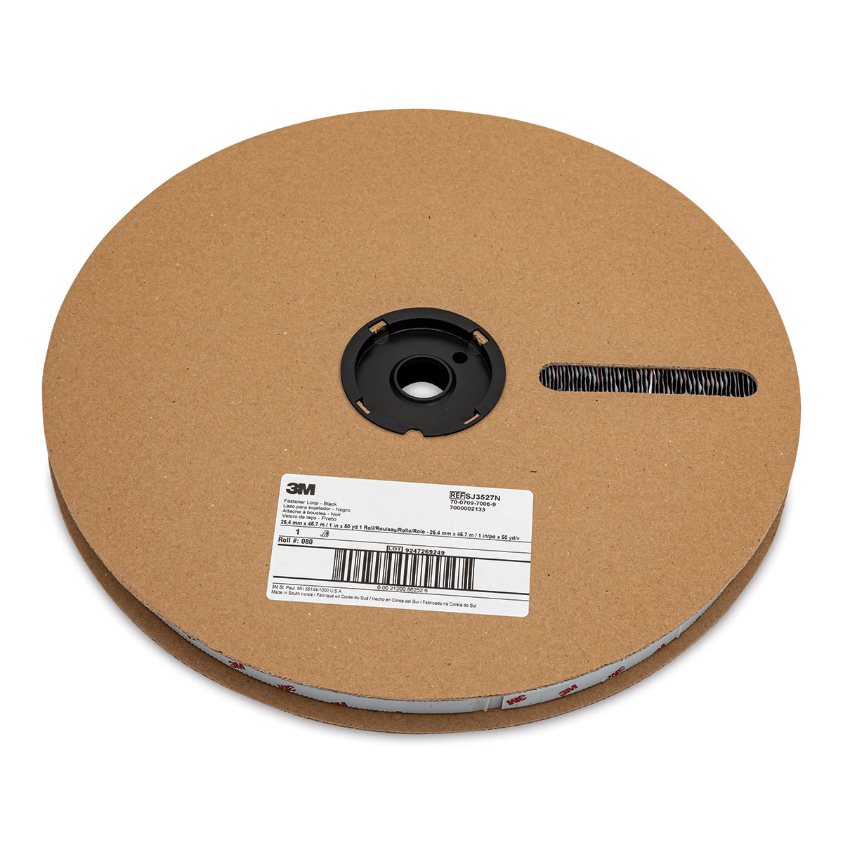 Scotch Reclosable Fastener - 1" x 50 yd, Black, Loop Tape
