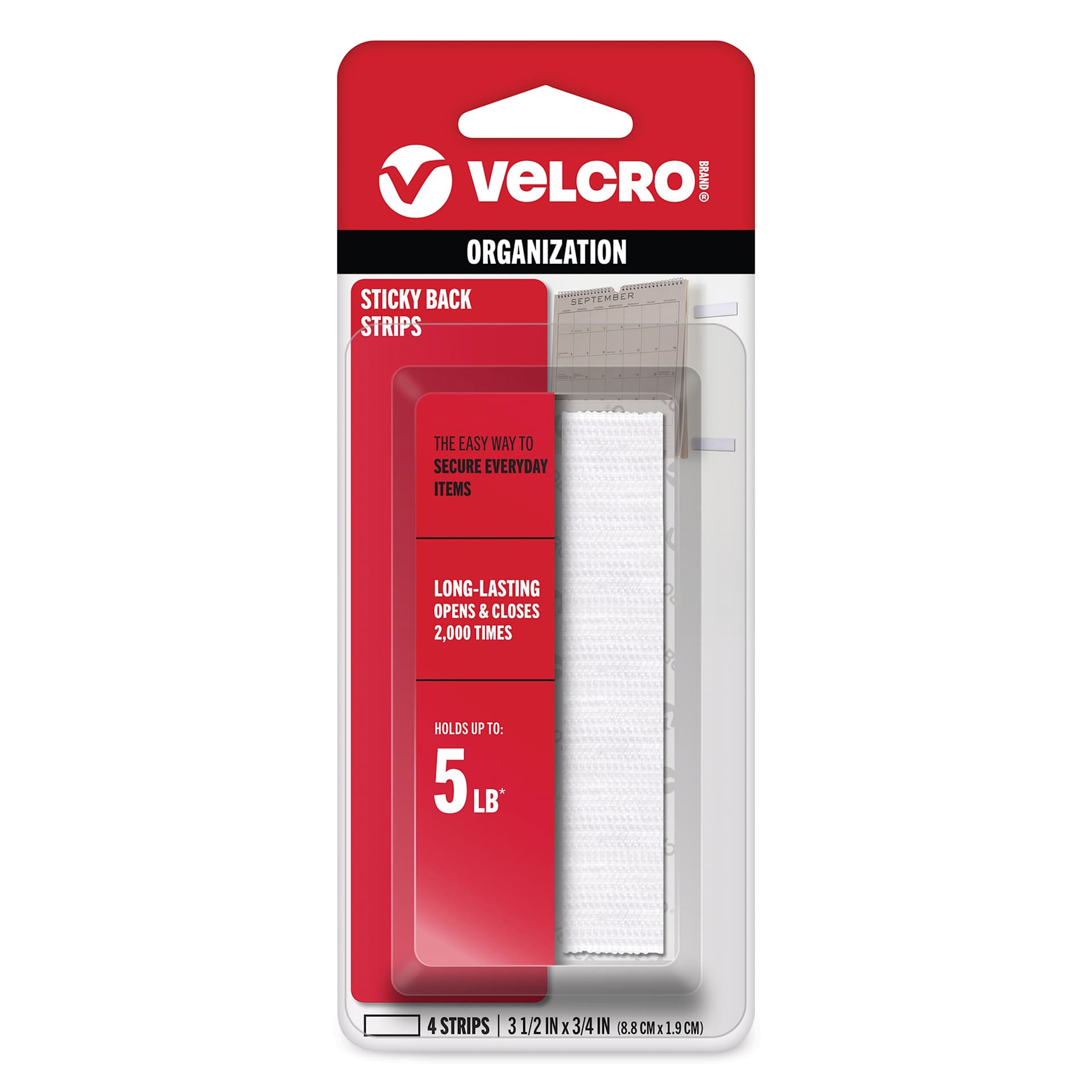 Velcro Sticky Back Fasteners - Pkg of 4, White, 3.5" Strips