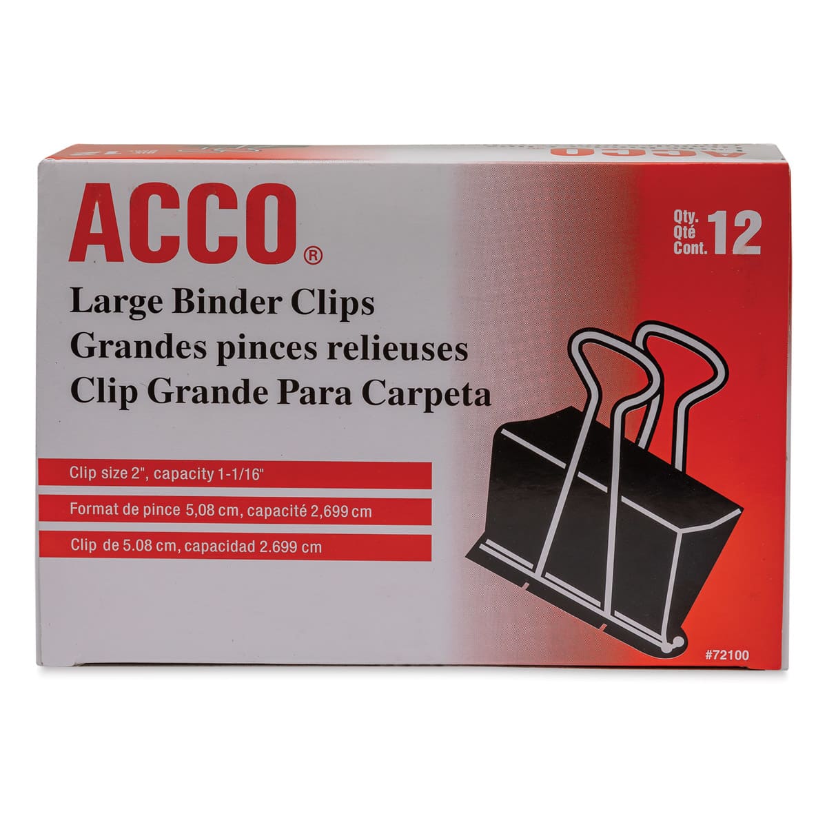 Acco Binder Clip - Large, 2", Box of 12 - front of packaging, top view