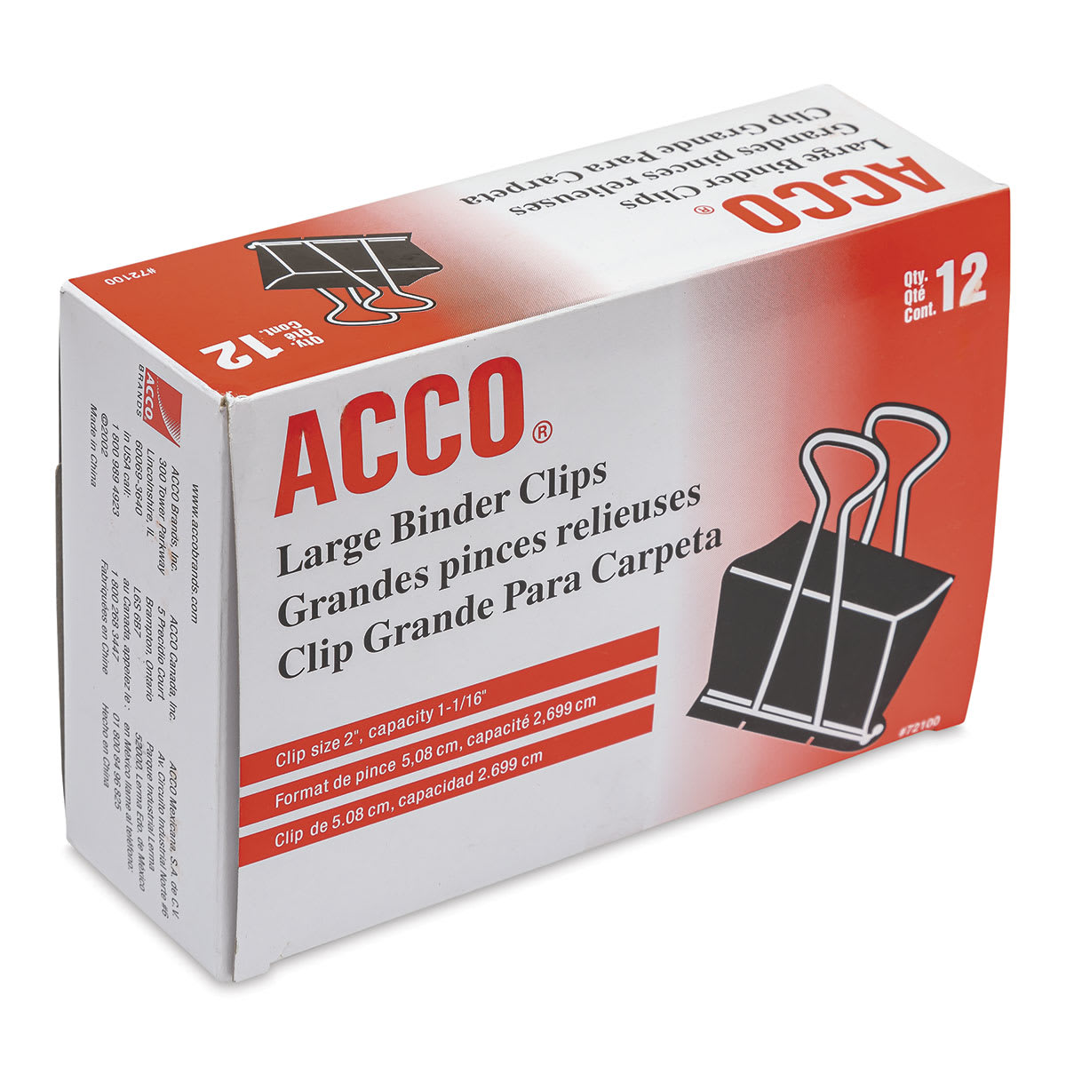 Acco Binder Clip - Large, 2", Box of 12 - front of packaging