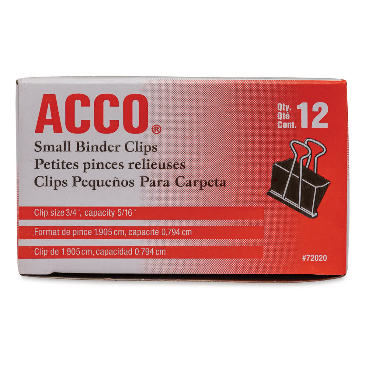 Acco Binder Clip - Small, 3/4", Box of 12 - front of packaging, top view
