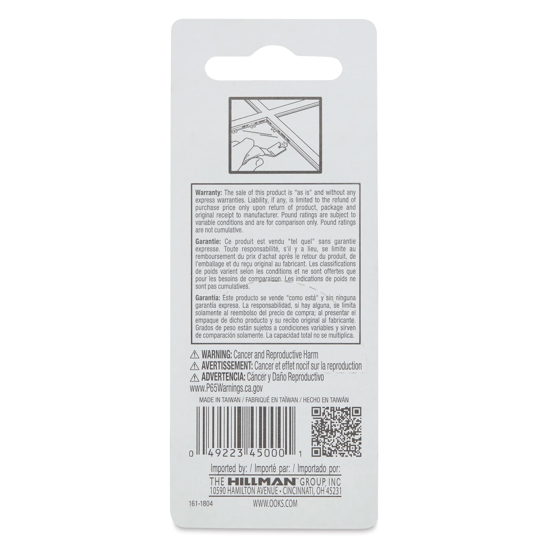 Ook Glazier Points - Pkg of 45, back of the packaging