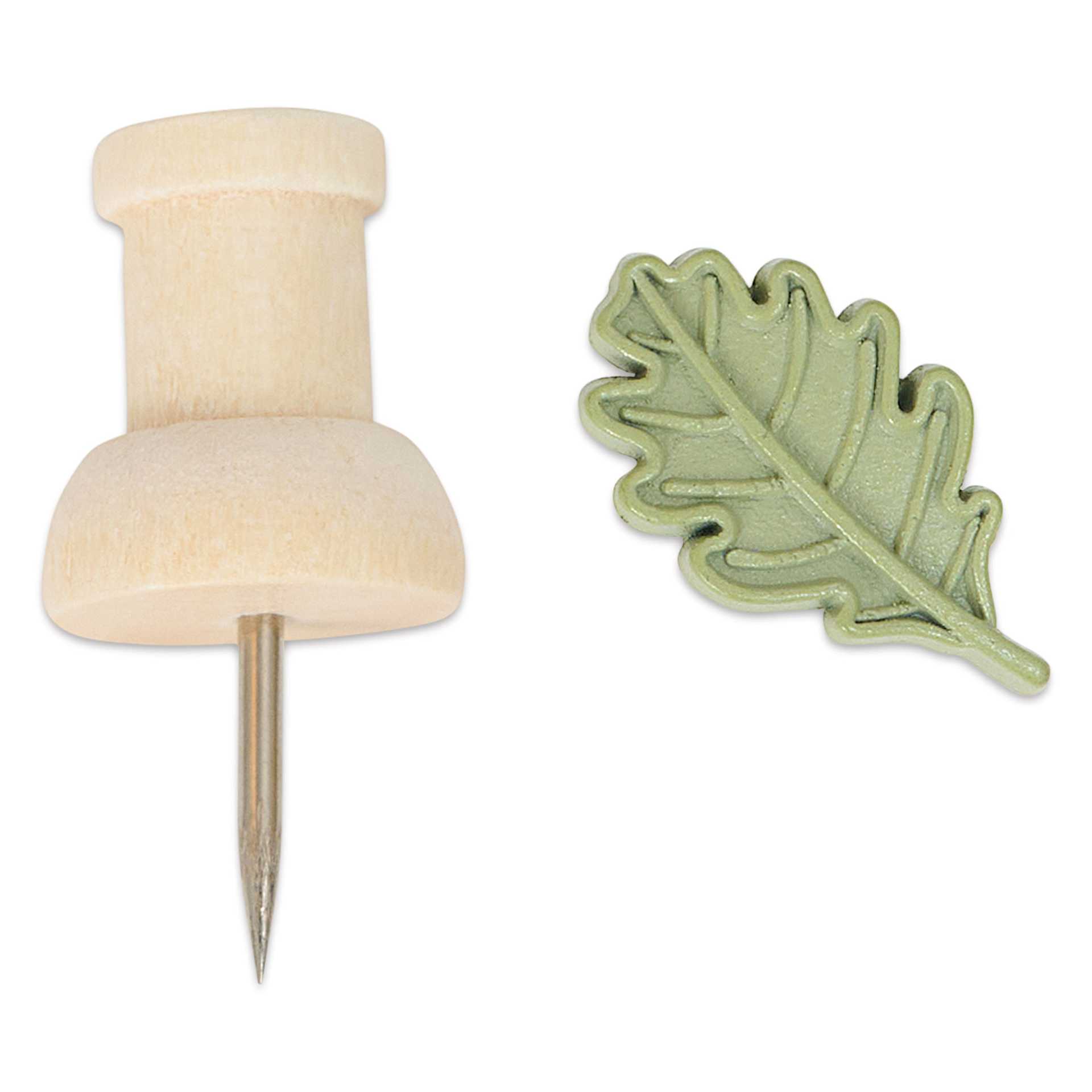 U Brands Push Pins - Leaves & Wood Variety Pack, Pkg of 46 one of each push pin