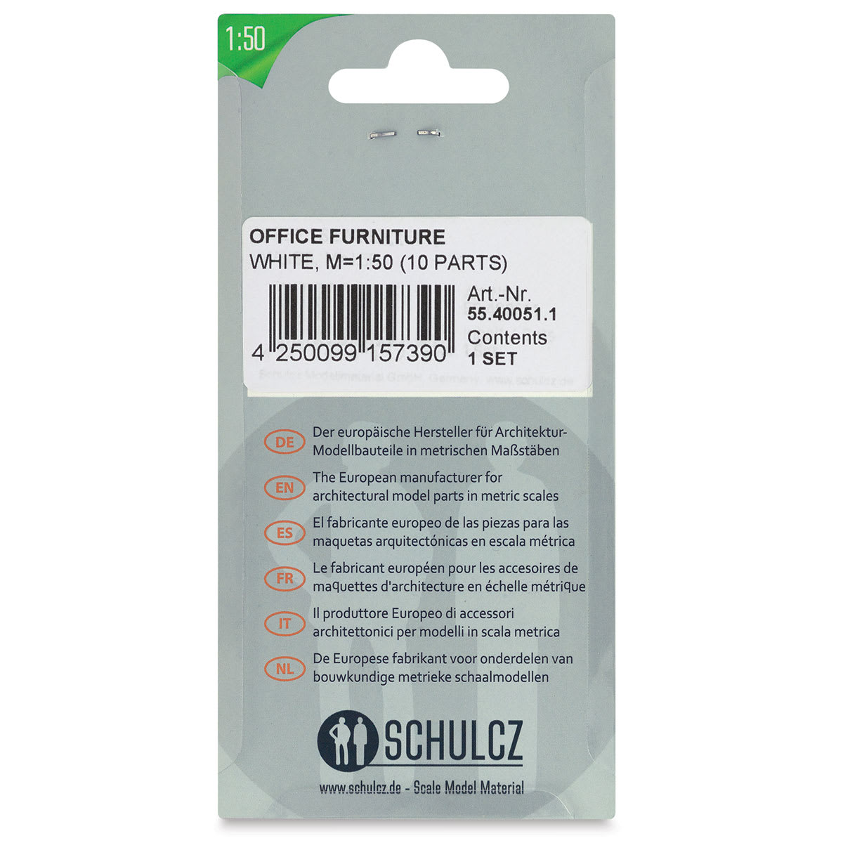 Schulcz Scale Model Furniture Set - Office, 1:50, 1/4" (back of package)