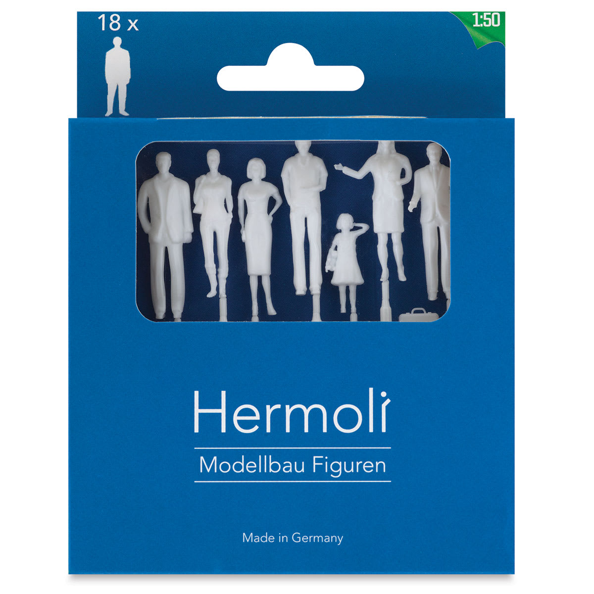 Schulcz Scale Model Figures - Hermoli Standing, Pkg of 18, 1:50, 1/4" (front of box)