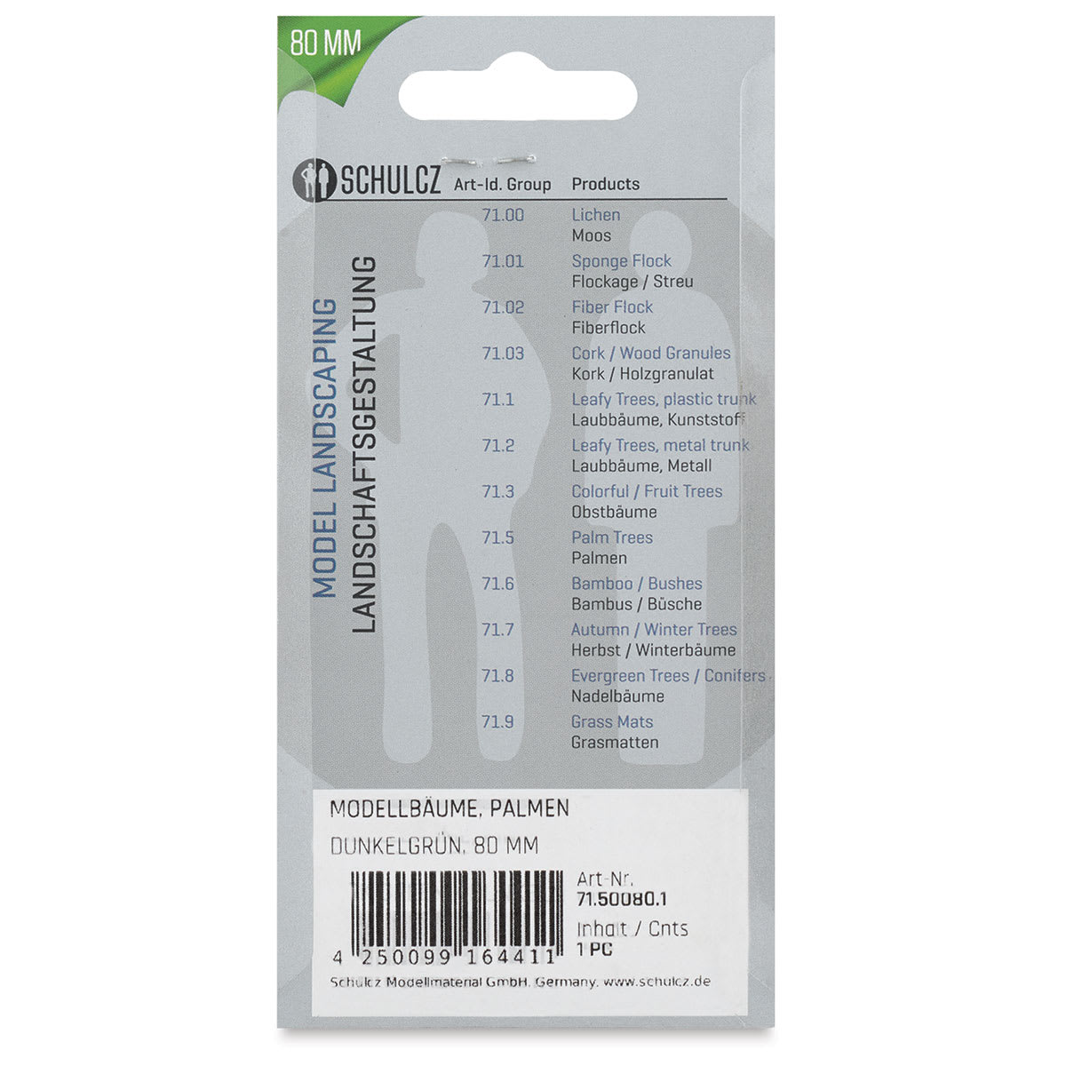 Schulcz Scale Model Trees - Palm Tree, Metal Trunk, 80 mm, Single (back of package)