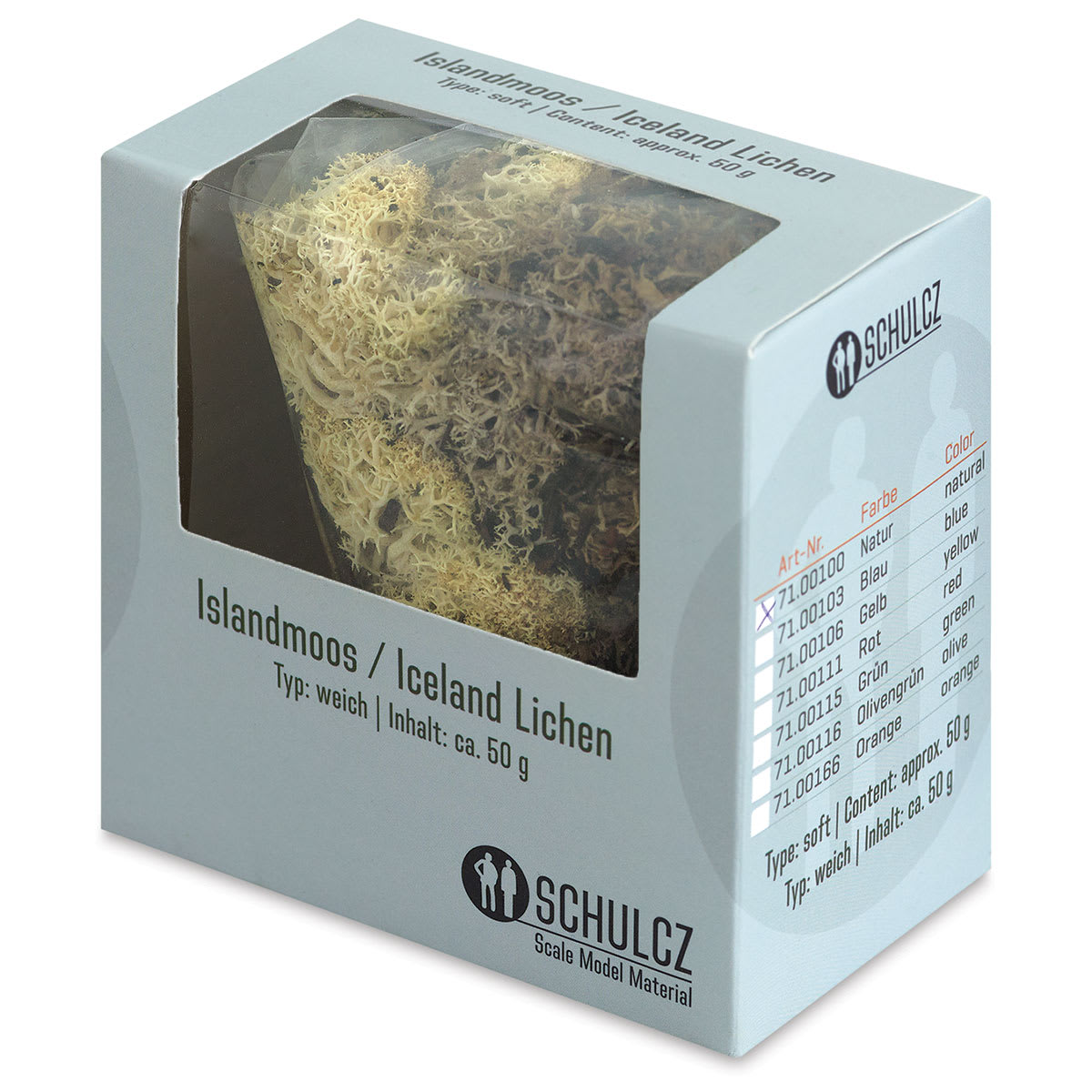 Schulcz Scale Model Foliage - Icelandic Lichen Moss, Natural, 50 g (front of box)