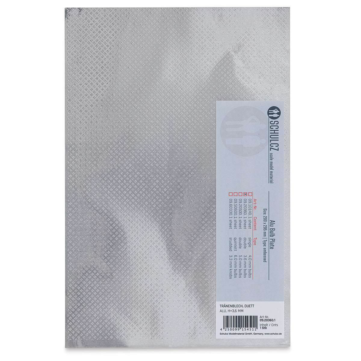 Schulcz Scale Model Patterned Sheet - Tread/Bubble Plate, 3.6 mm, 8" x 11-3/4" (back)