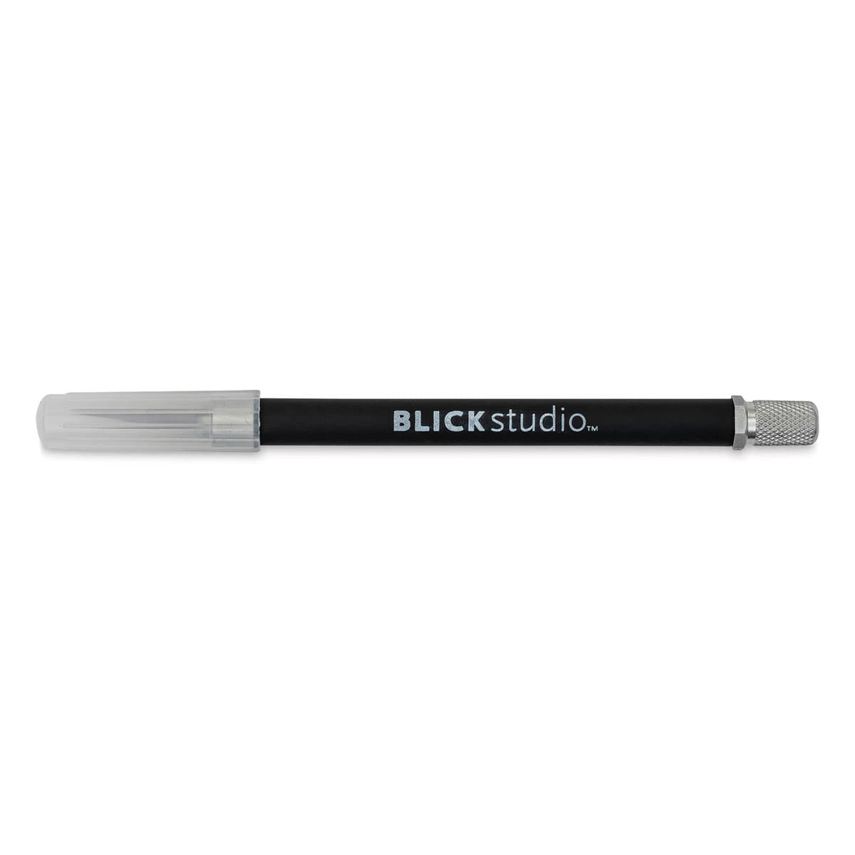 Blick E-Z Grip Knife - Black Knife shown horizontally with Cap On