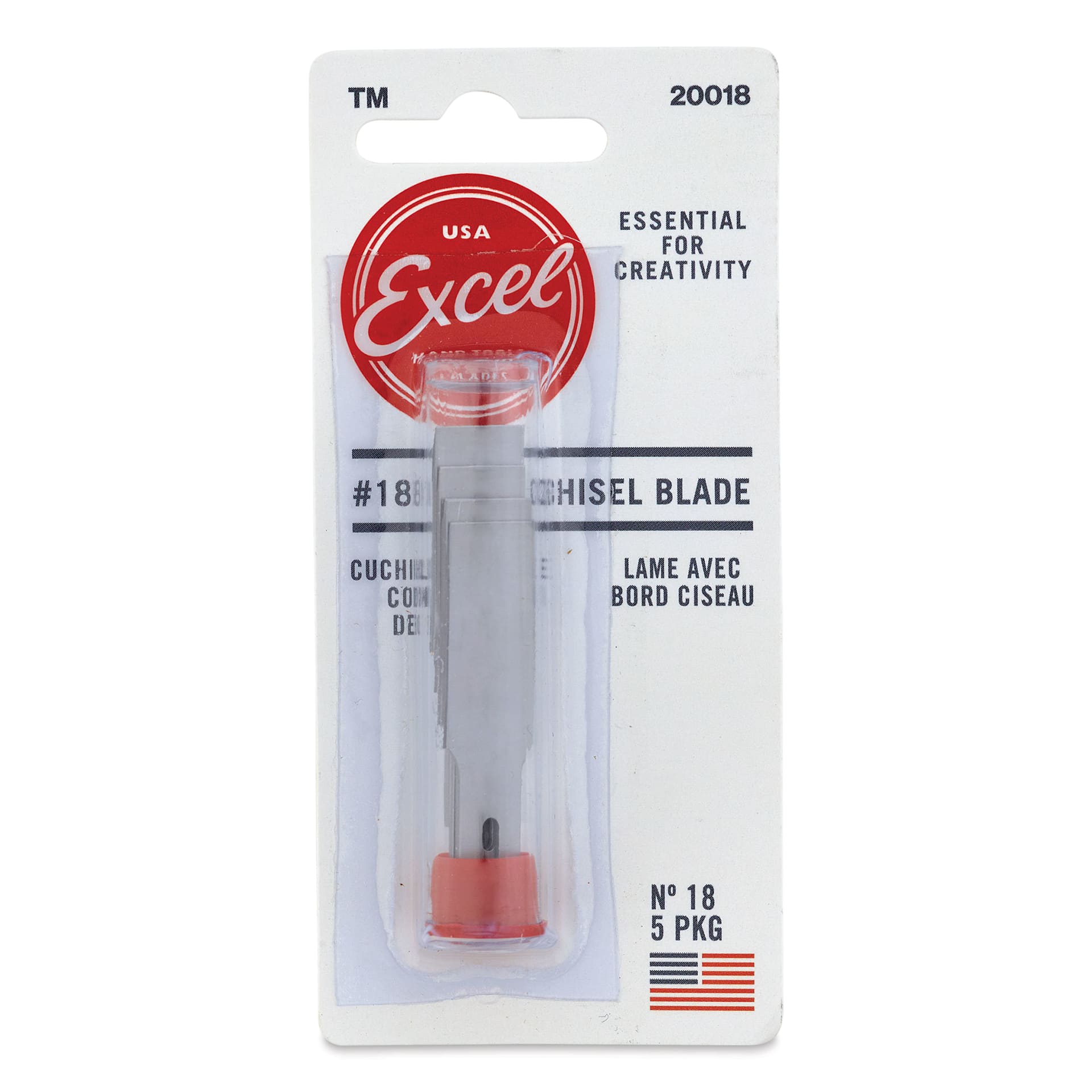 Excel Blades #18 Large Chisel Blade - Pkg of 5, front of the packaging
