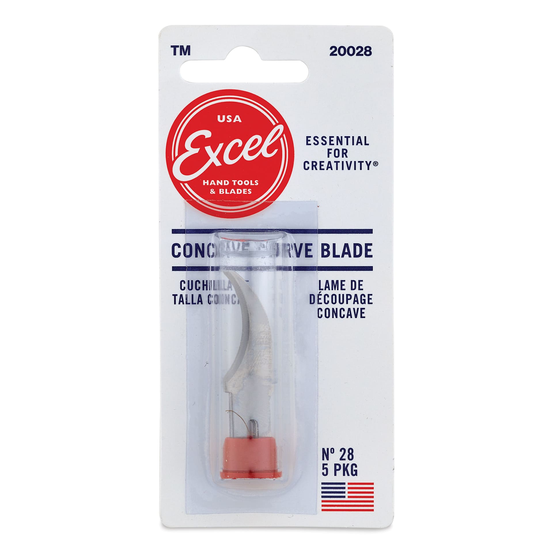 Excel Blades #28 Concave Carving Blade - Pkg of 5, front of the packaging