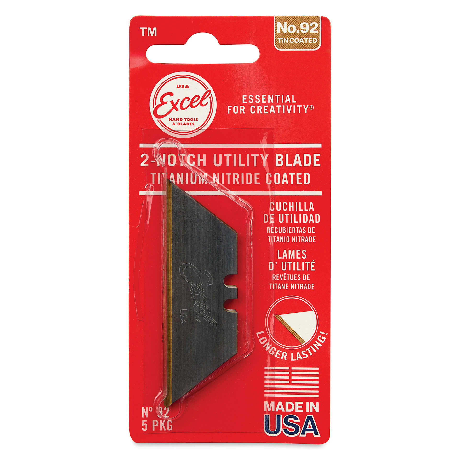Excel Blades #92 Titanium Nitride Coated Utility Blades - Pkg of 5, front of packaging