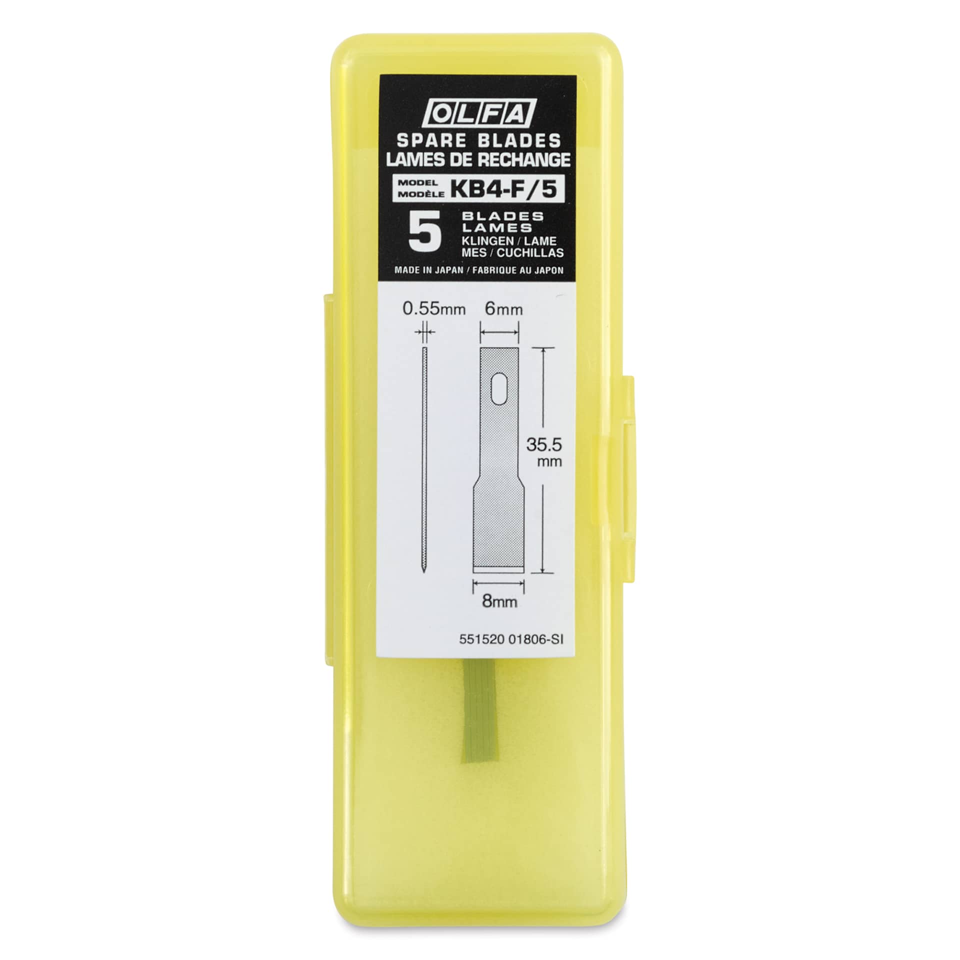 Olfa Chisel Art Blades - Pkg of 5, top of the carrying case with lid closed