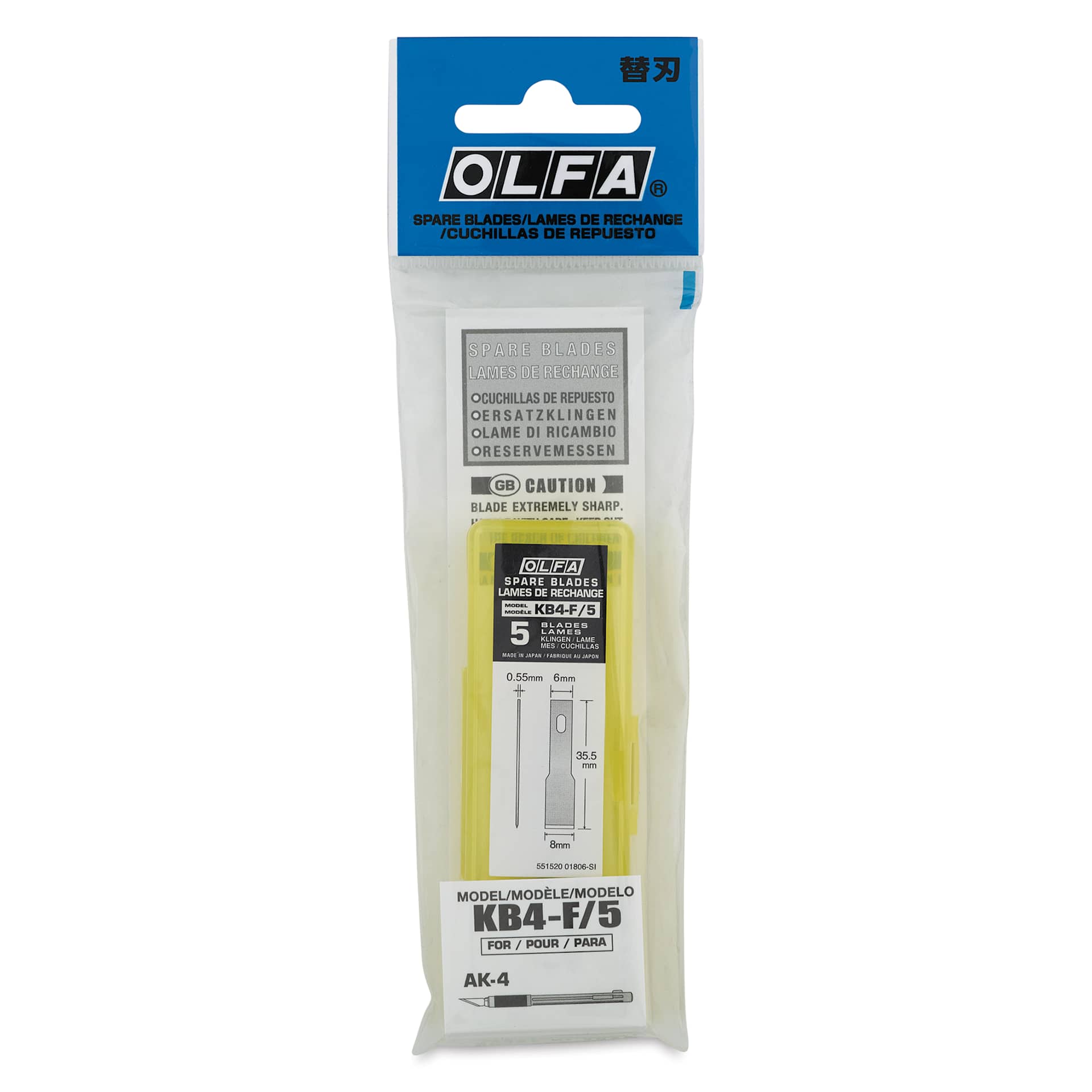 Olfa Chisel Art Blades - Pkg of 5, inside of the packaging