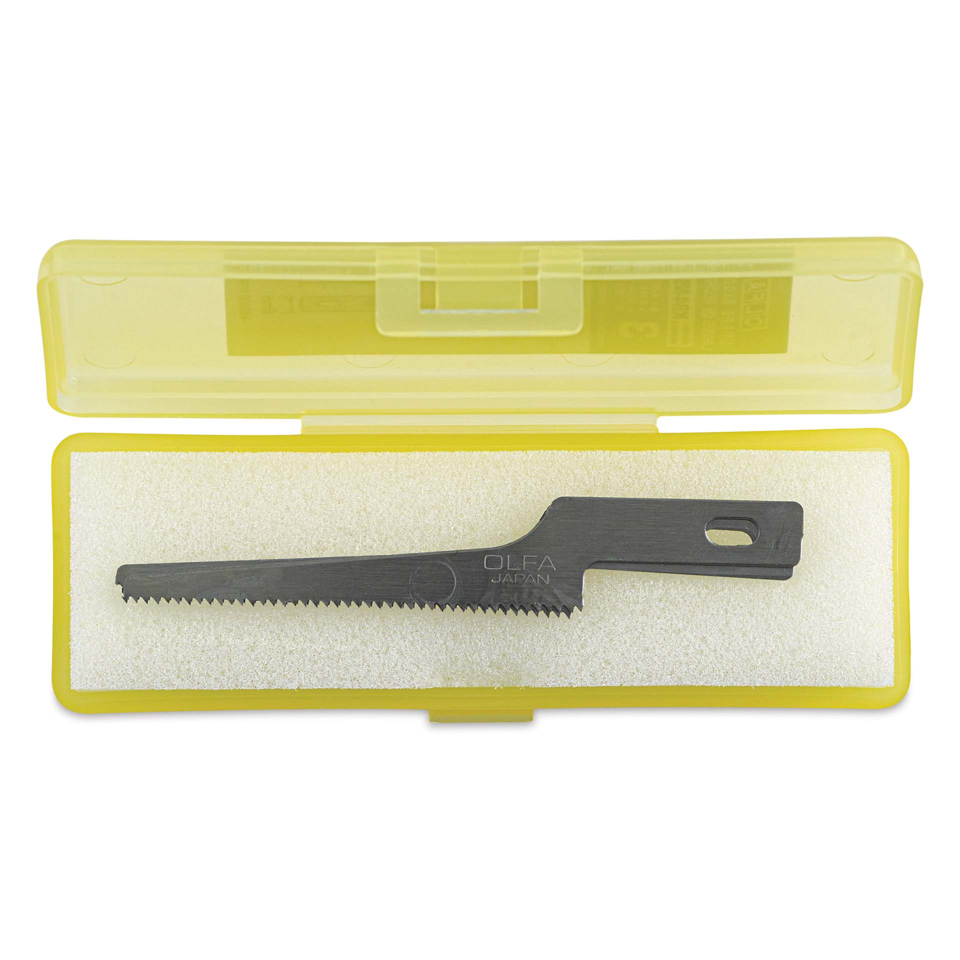 Olfa Narrow Saw Blades - Pkg of 3, inside carrying case with open lid