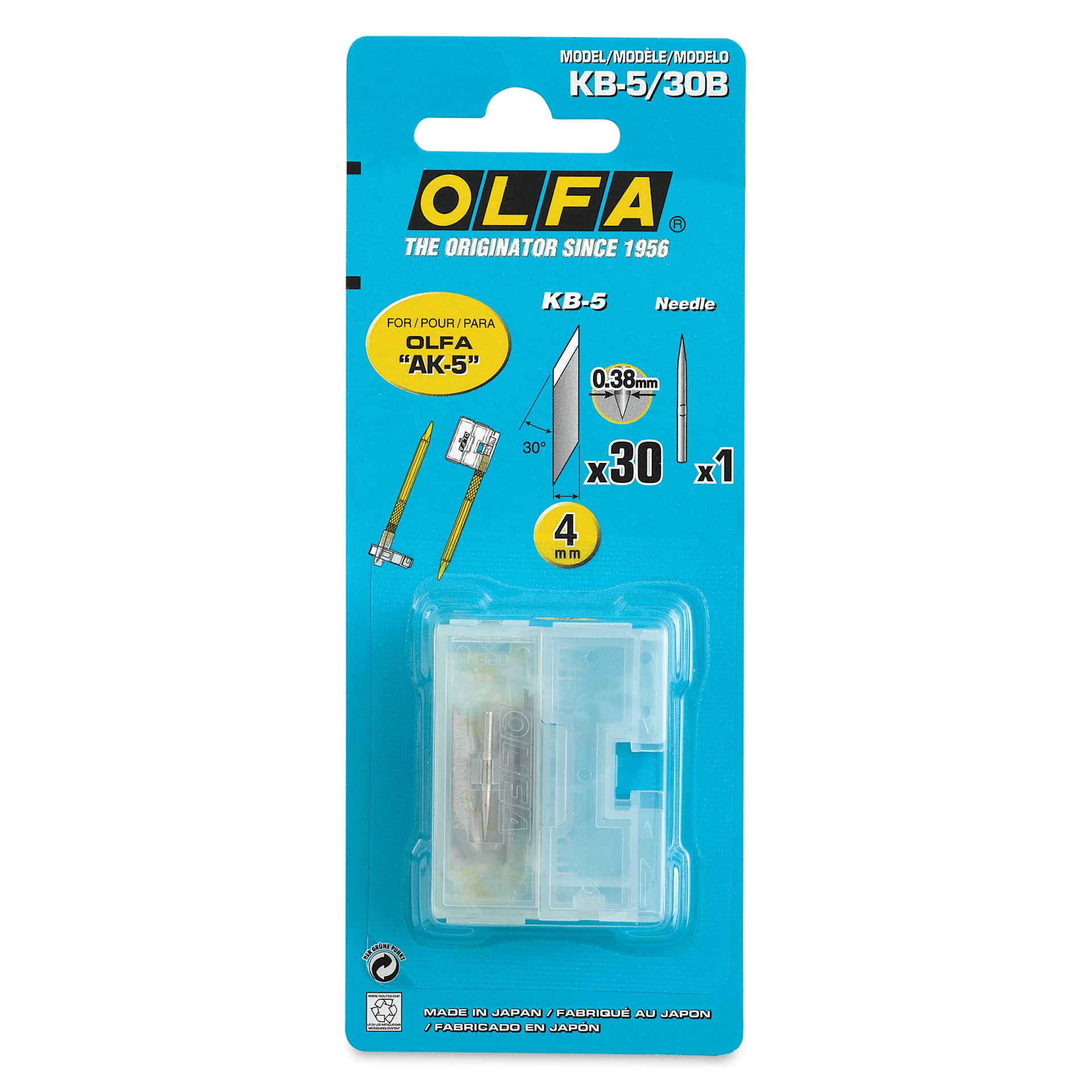 Olfa Multi-Purpose Art Blades - 4 mm, Pkg of 30, front of the packaging