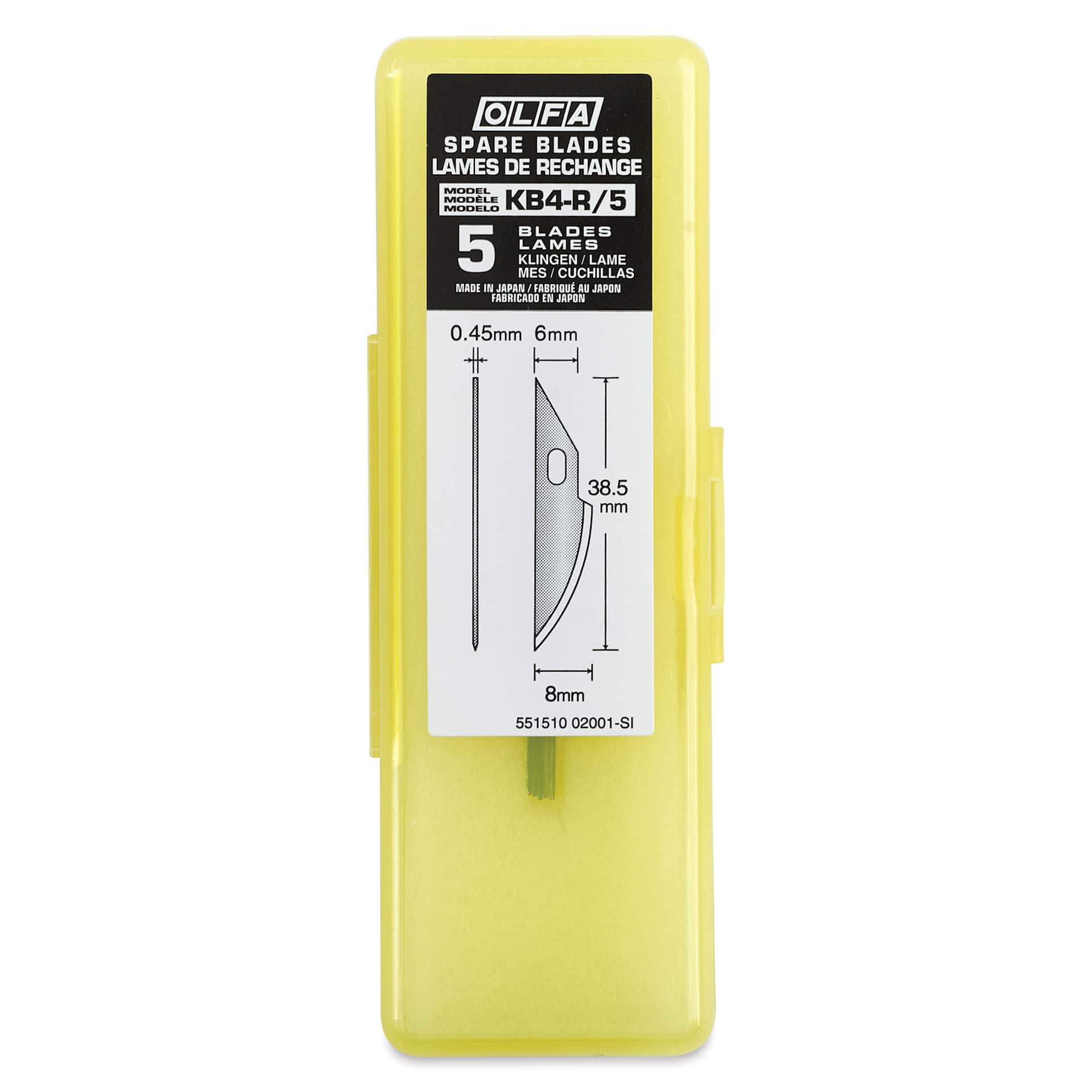Olfa Curved Carving Art Blades - Pkg of 5, top of the carrying case with lid closed