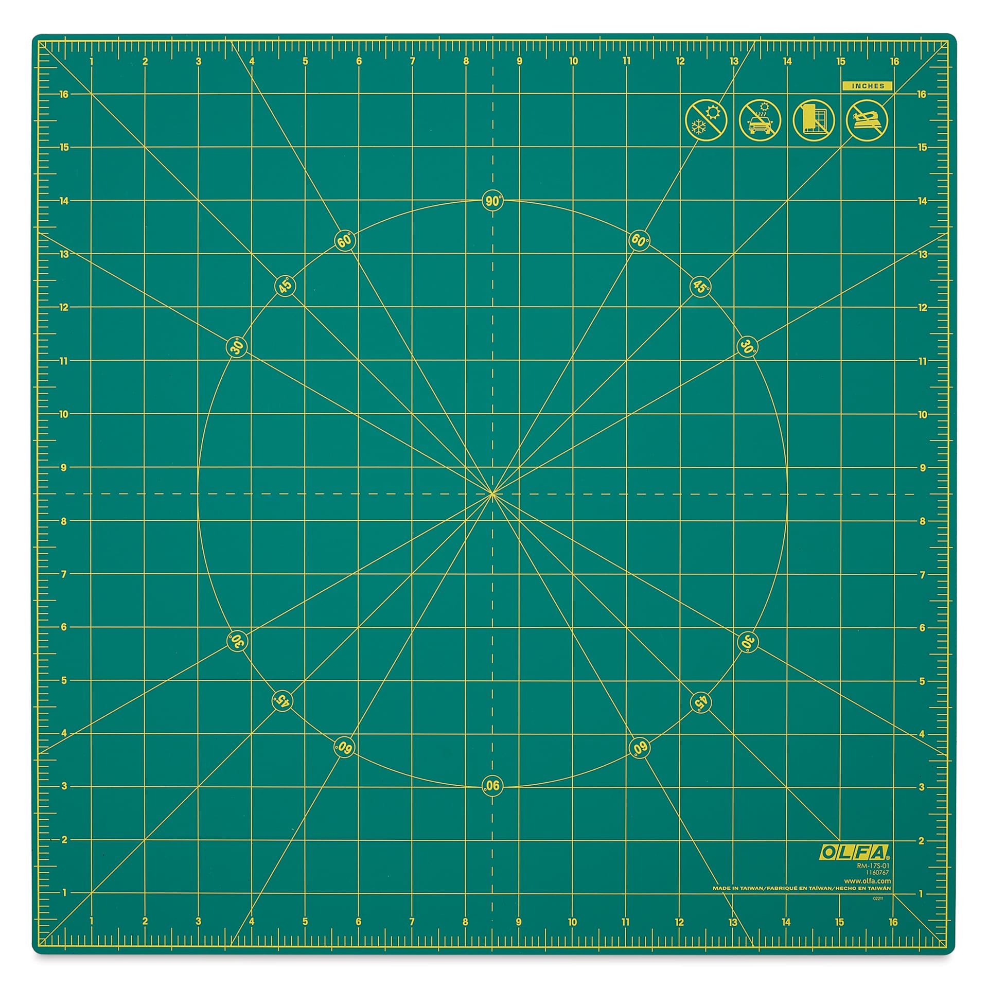 Olfa Rotating Cutting Mat - 17" x 17" - view from above when aligned