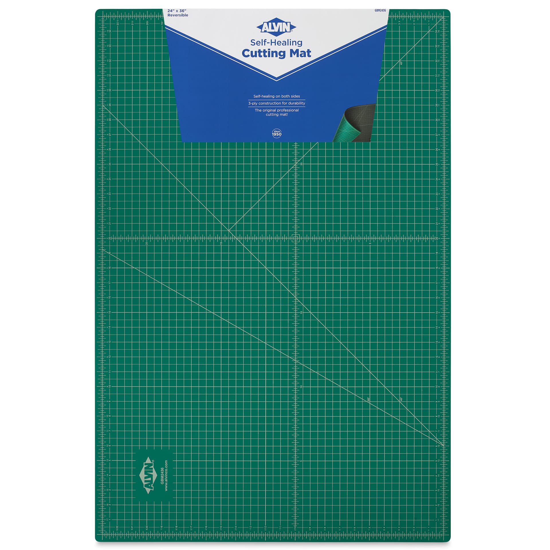 Alvin Cutting Mat - 24" x 36", Green/Black - front of packaging