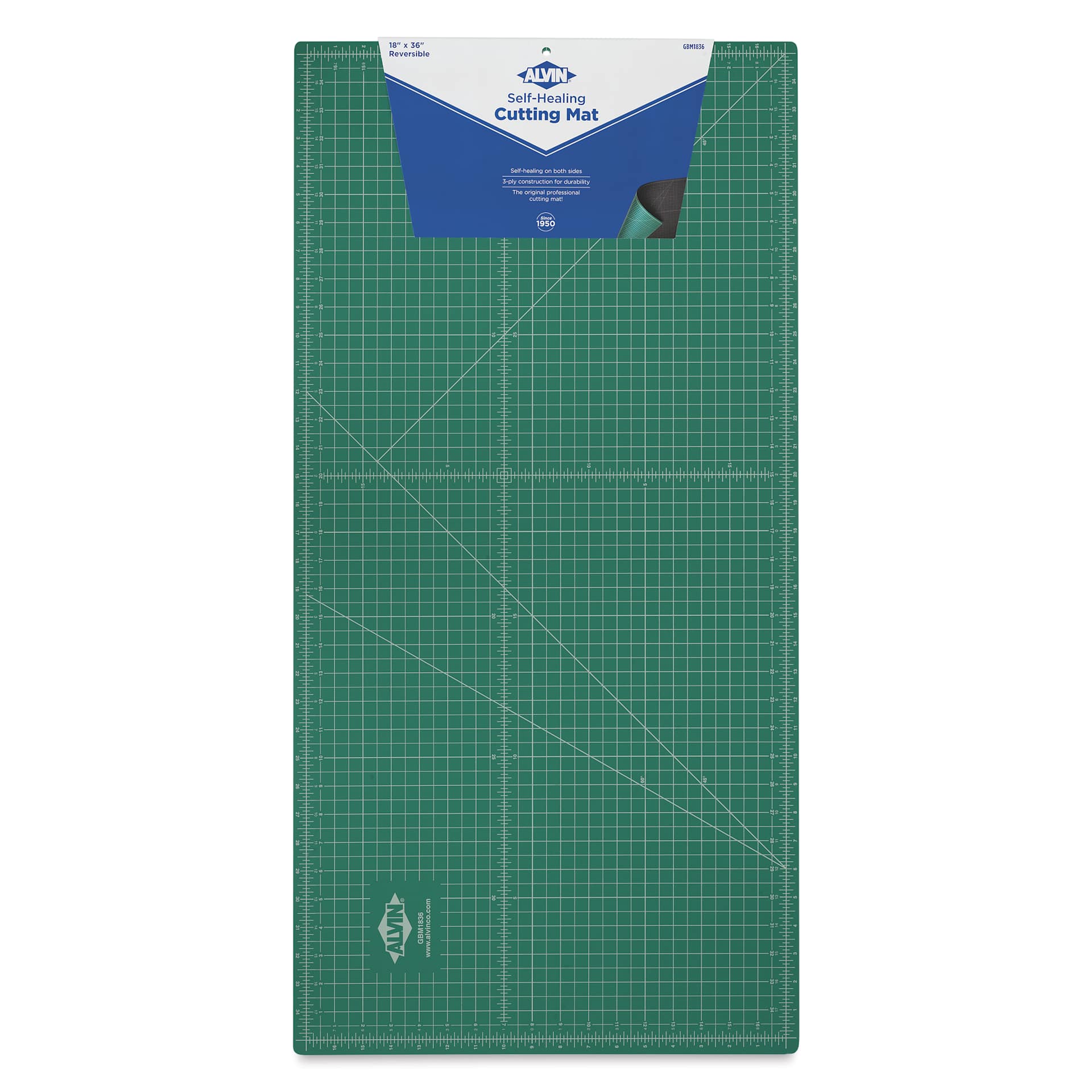 Alvin Cutting Mat - 18" x 36", Green/Black - front of packaging