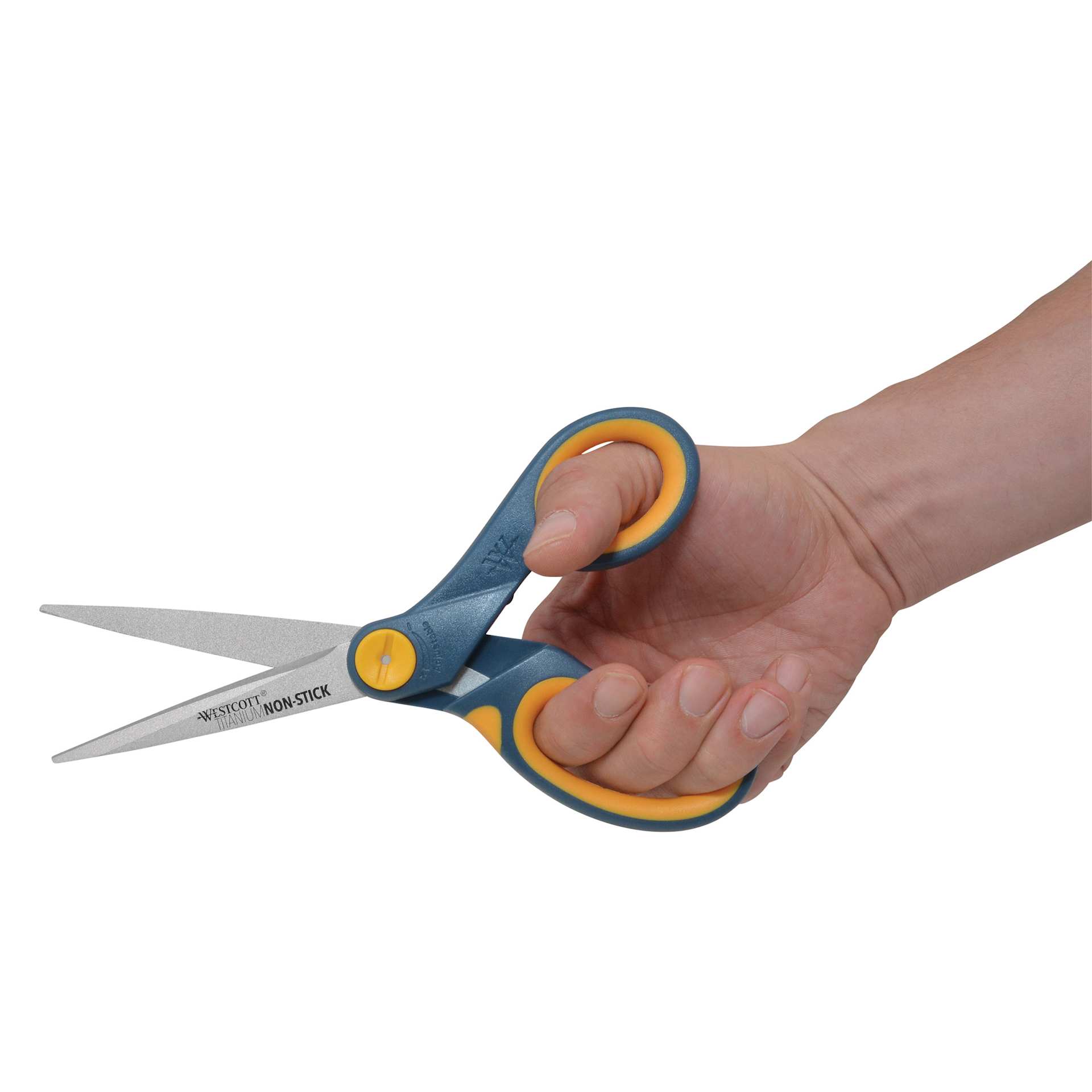 Westcott Straight Titanium Bonded Non-Stick Glide Scissors - 8" being held