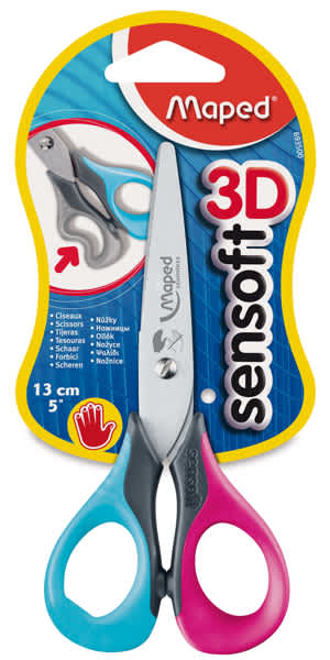 Maped Sensoft 3D Scissors - 5" Left Handed Scissors in Blister Pack
