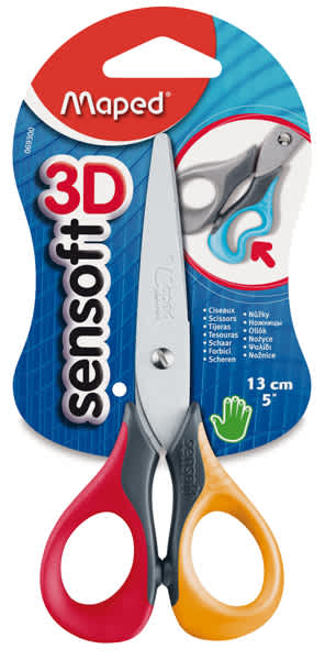 Maped Sensoft 3D Scissors - 5" Right Handed Scissors in Blister Pack