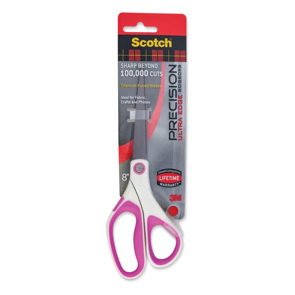 Scotch 8" Precision Ultra Edge Scissors, Pink, Front Of Package