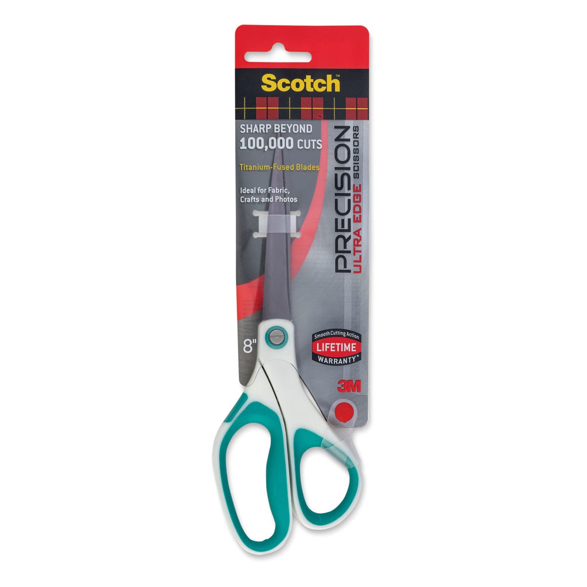 Scotch 8" Precision Ultra Edge Scissors, Teal, Front Of Package