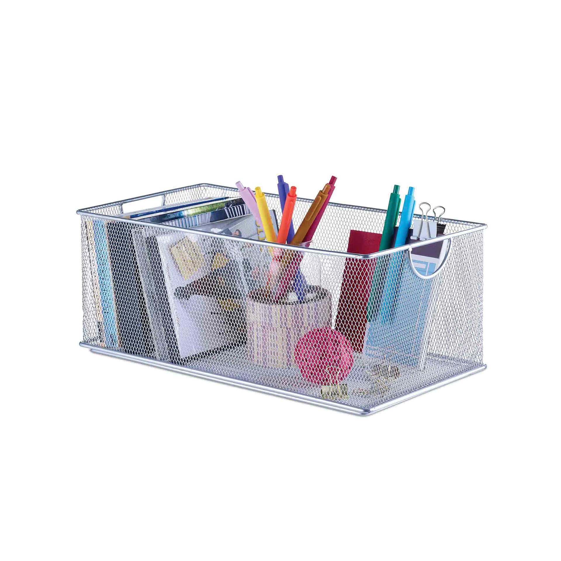 Design Ideas MeshWorks Stacking Bin - Silver, 8" x 14" (contents not included)