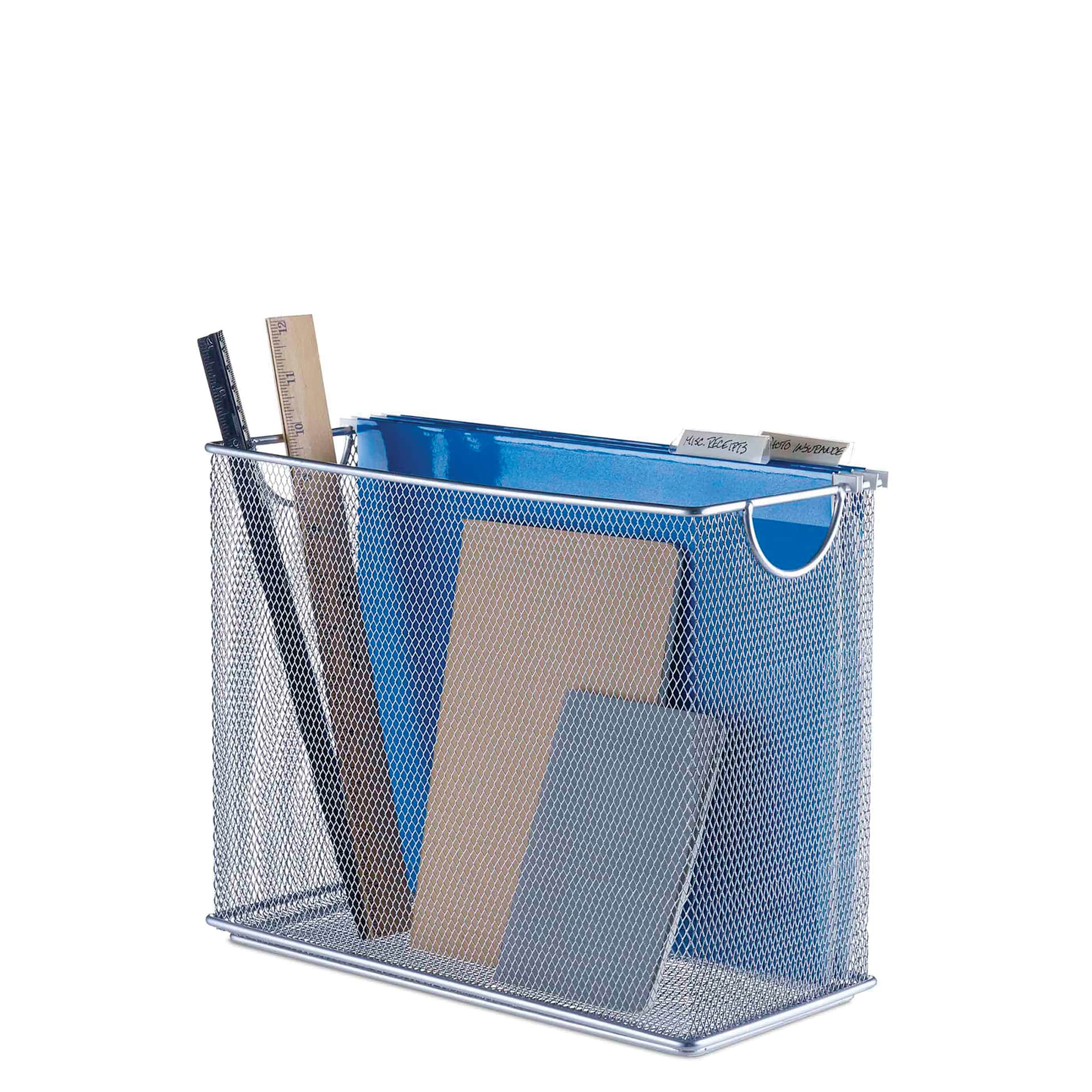 Design Ideas MeshWorks Stacking Bin - Silver, 5-1/2" x 12-1/2" (contents not included)