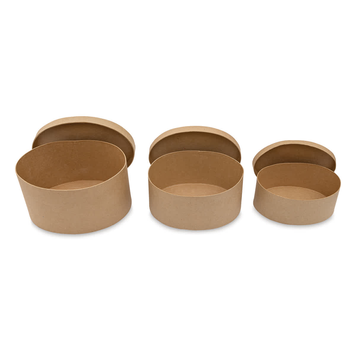 Paper Mache Box Set - Oval, Set of 3 - with lids off