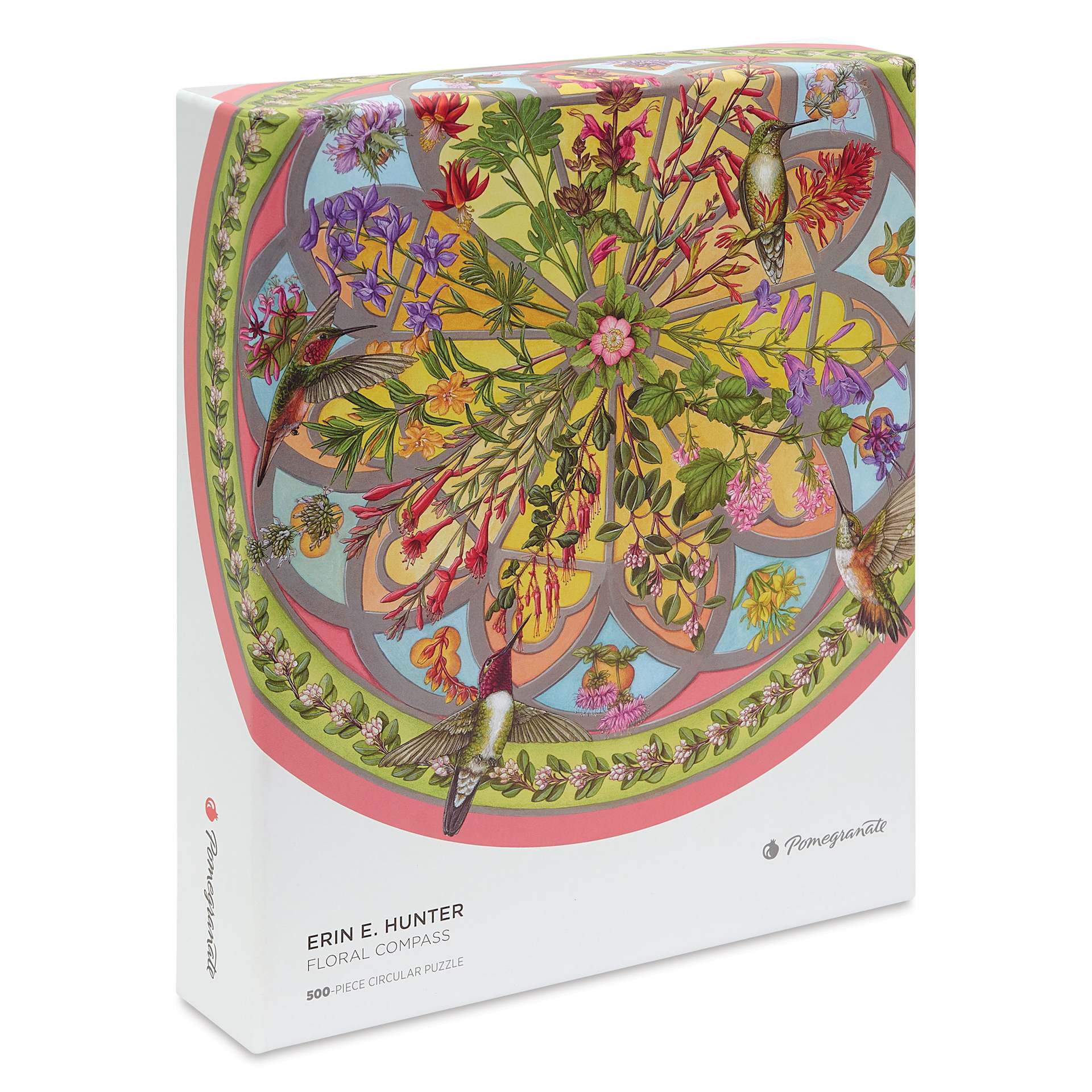 Pomegranate Erin E. Hunter Floral Compass 500-Piece Circular Jigsaw Puzzle