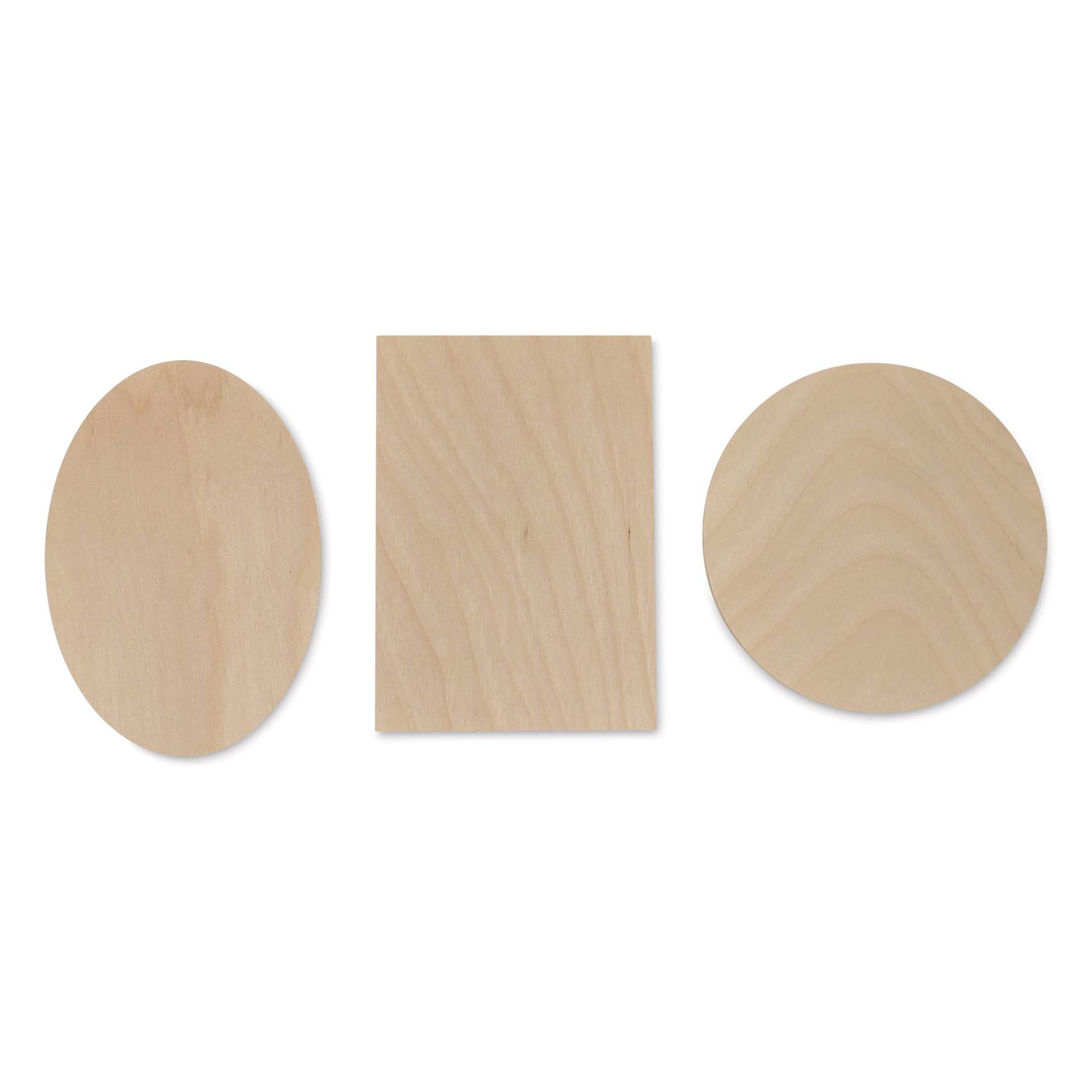 Walnut Hollow Mini Wooden Plaque Assortment - Single Oval, Square and Round plaque