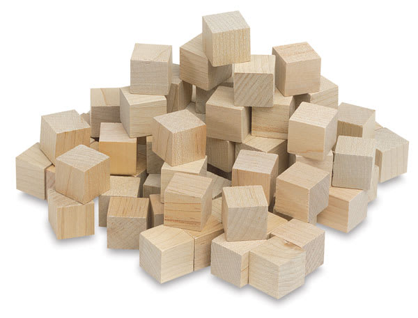 Hygloss Wooden Blocks - 72 pc 3/4 inch blocks shown in pile 