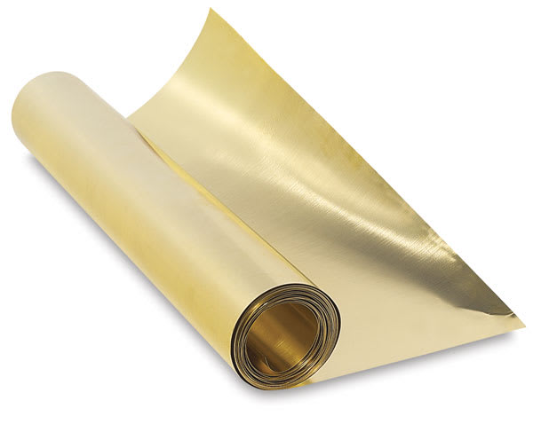 Pure Metal Tooling Foil - Brass Roll shown partially unrolled