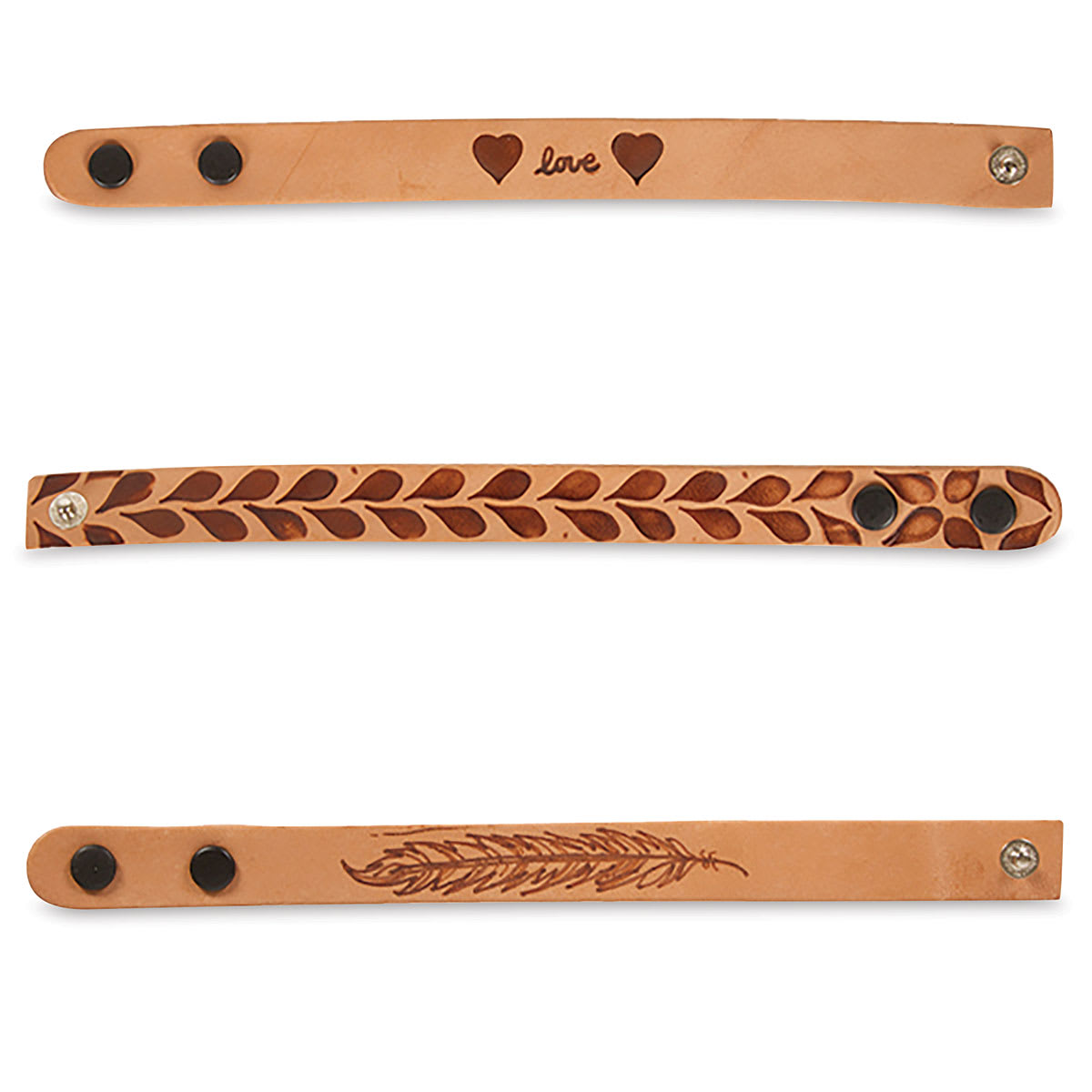 Walnut Hollow Leather Branding Tool - 3 Tooled Leather Wristbands
