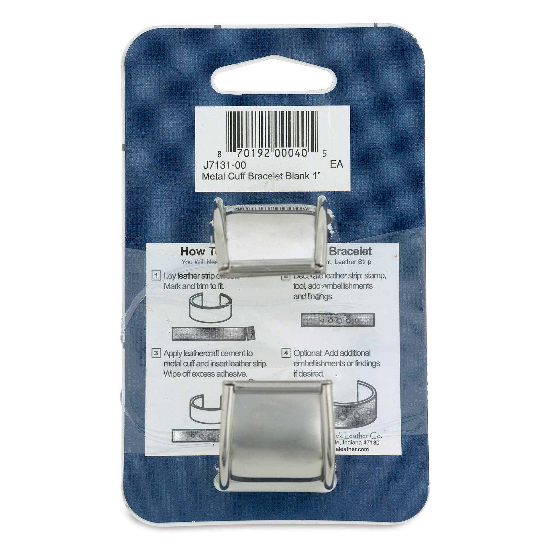 Realeather Metal Cuff Bracelet - 1" Wide, back of the packaging