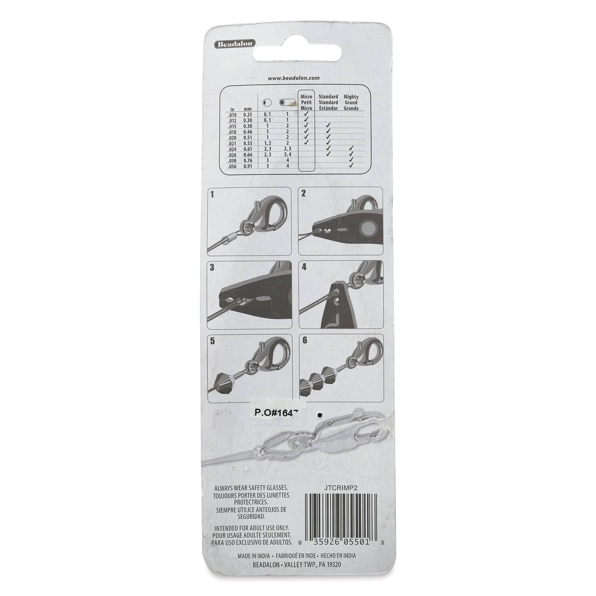 Beadalon Micro Crimp Tool back of packaging