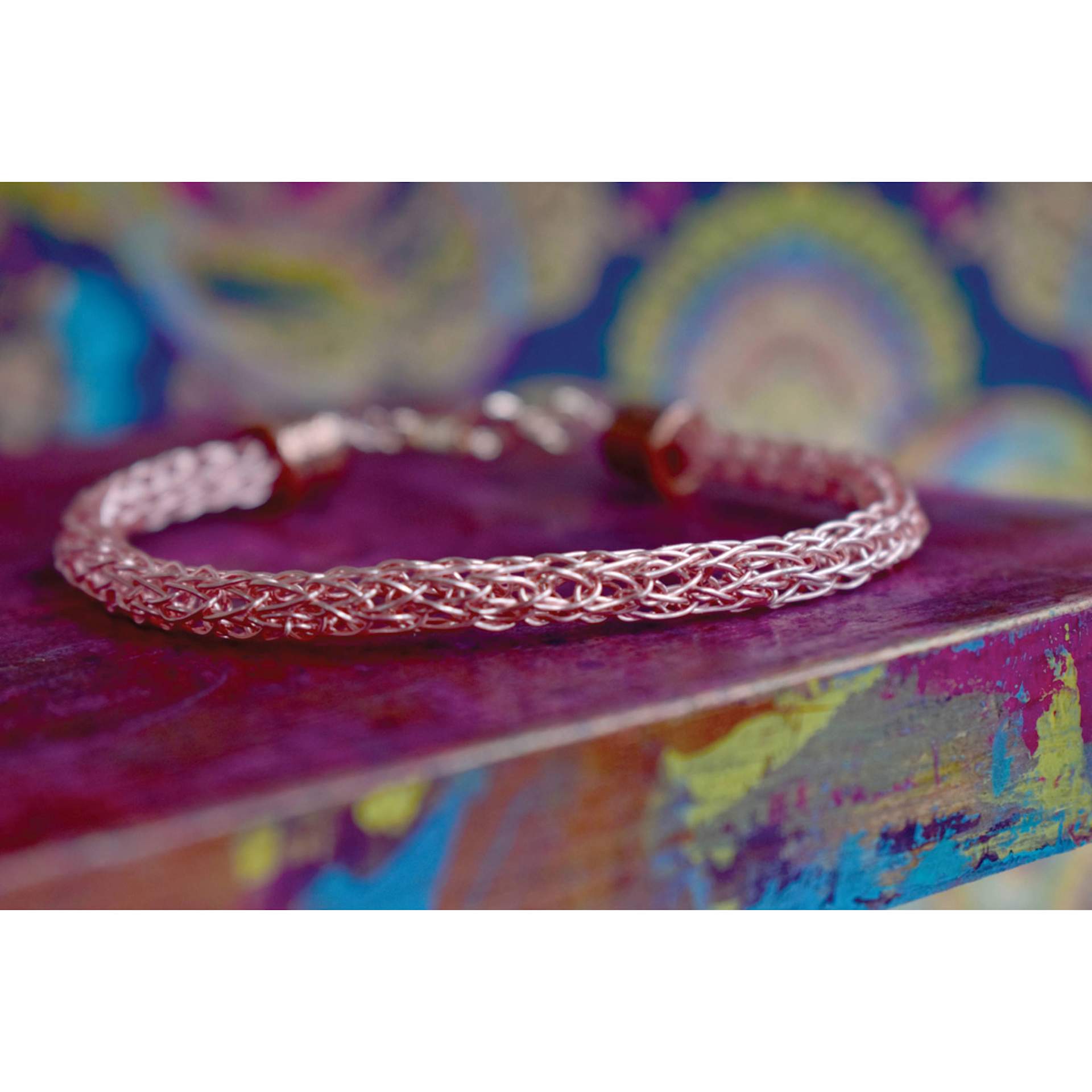 Artistic Wire Wooden Mandrel Set finished bracelet example