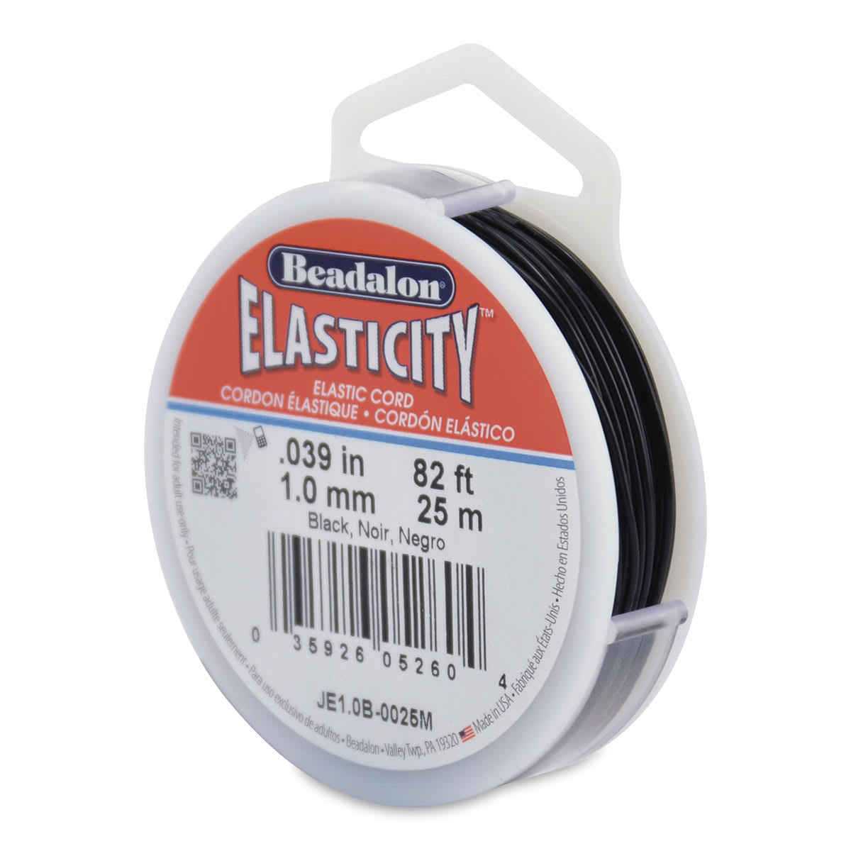 Beadalon Elasticity Cord - 1.0 mm x 82 ft, Black