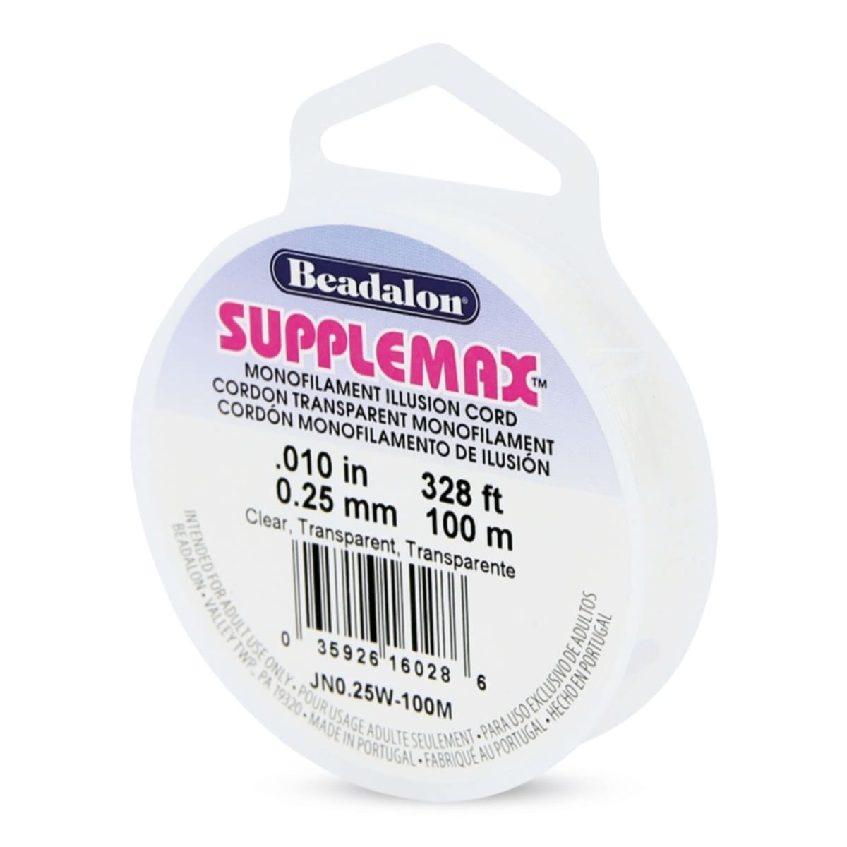Beadalon SuppleMax Illusion Cord - 0.25 mm x 100 m, Clear