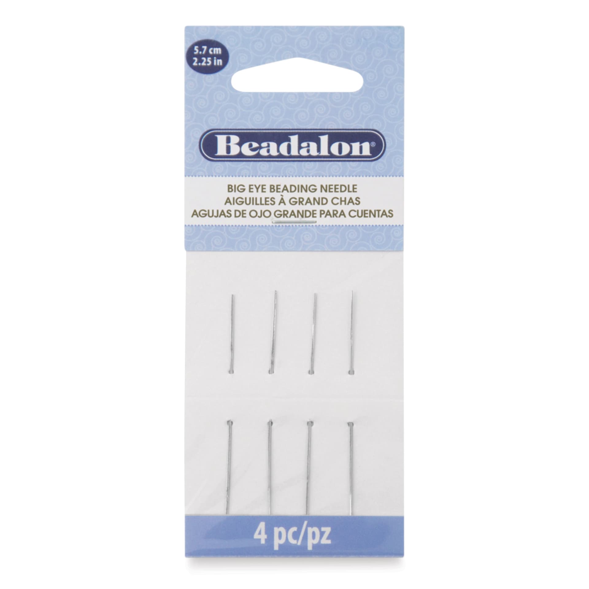 Beadalon Big Eye Beading Needles - Pkg of 4, 2-1/4" front of packaging