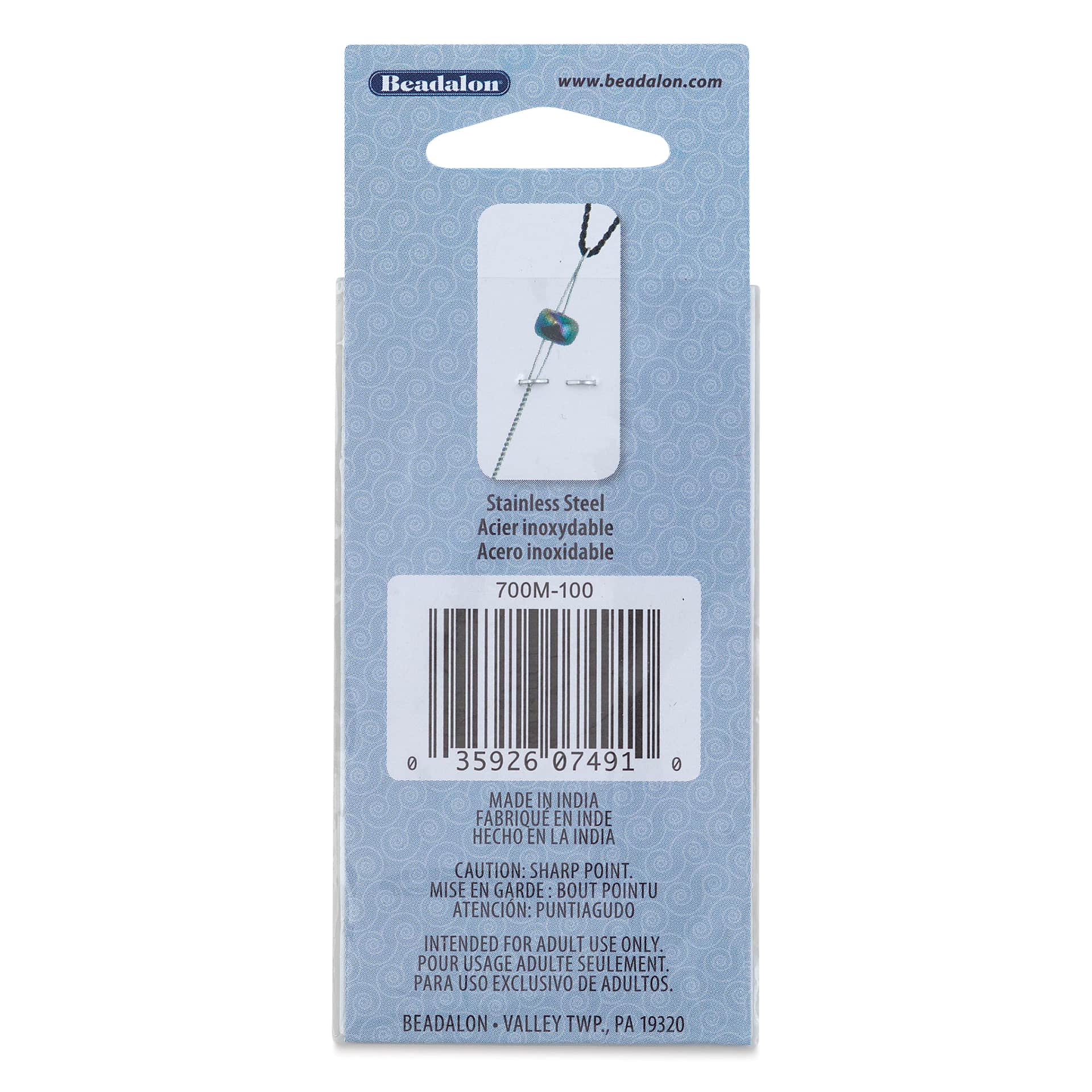 Beadalon Hard Beading Needles - Medium, Pkg of 4