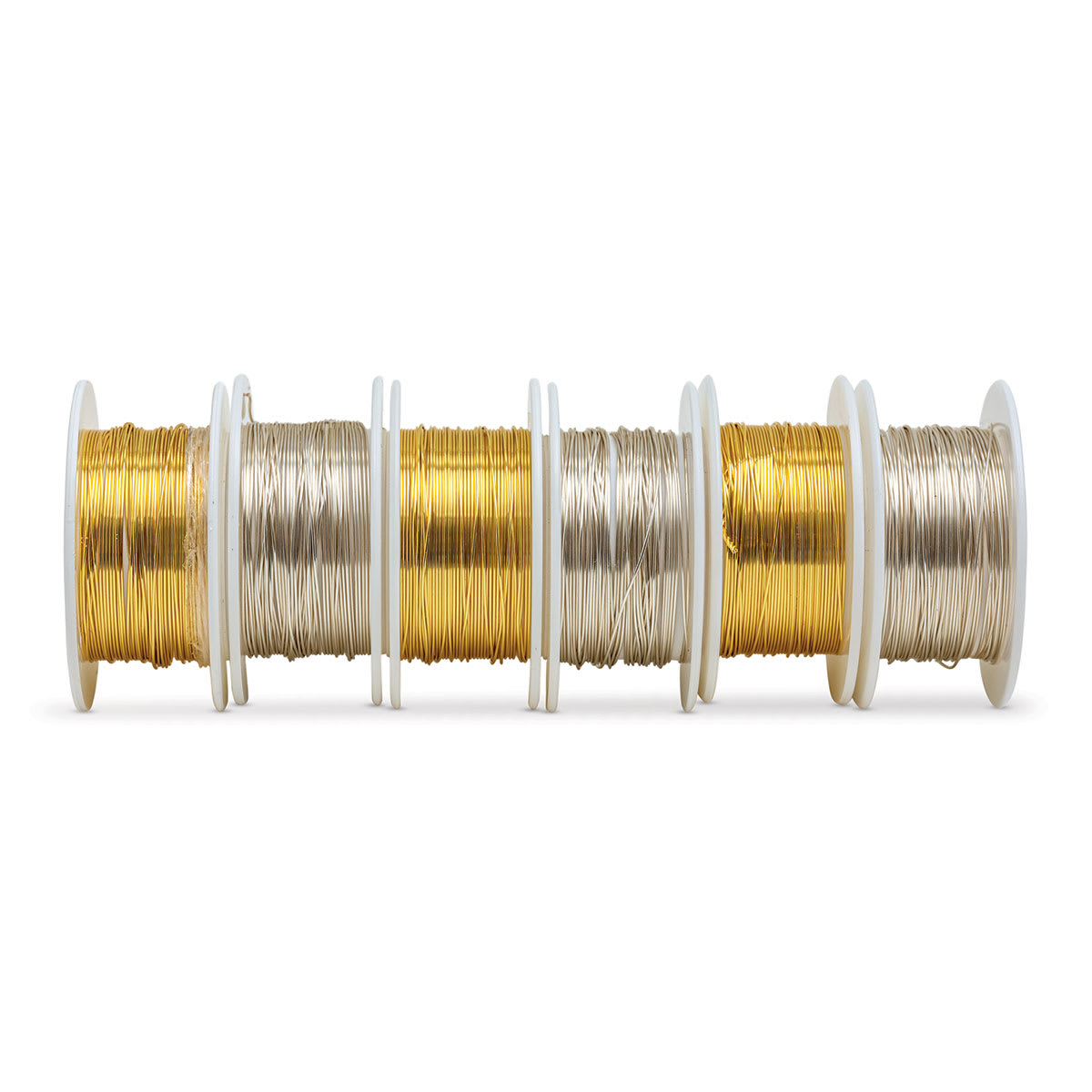 Colored Copper Wire Pack - 26 Gauge x 15 ft, Gold and Silver, Set of 6 - in line