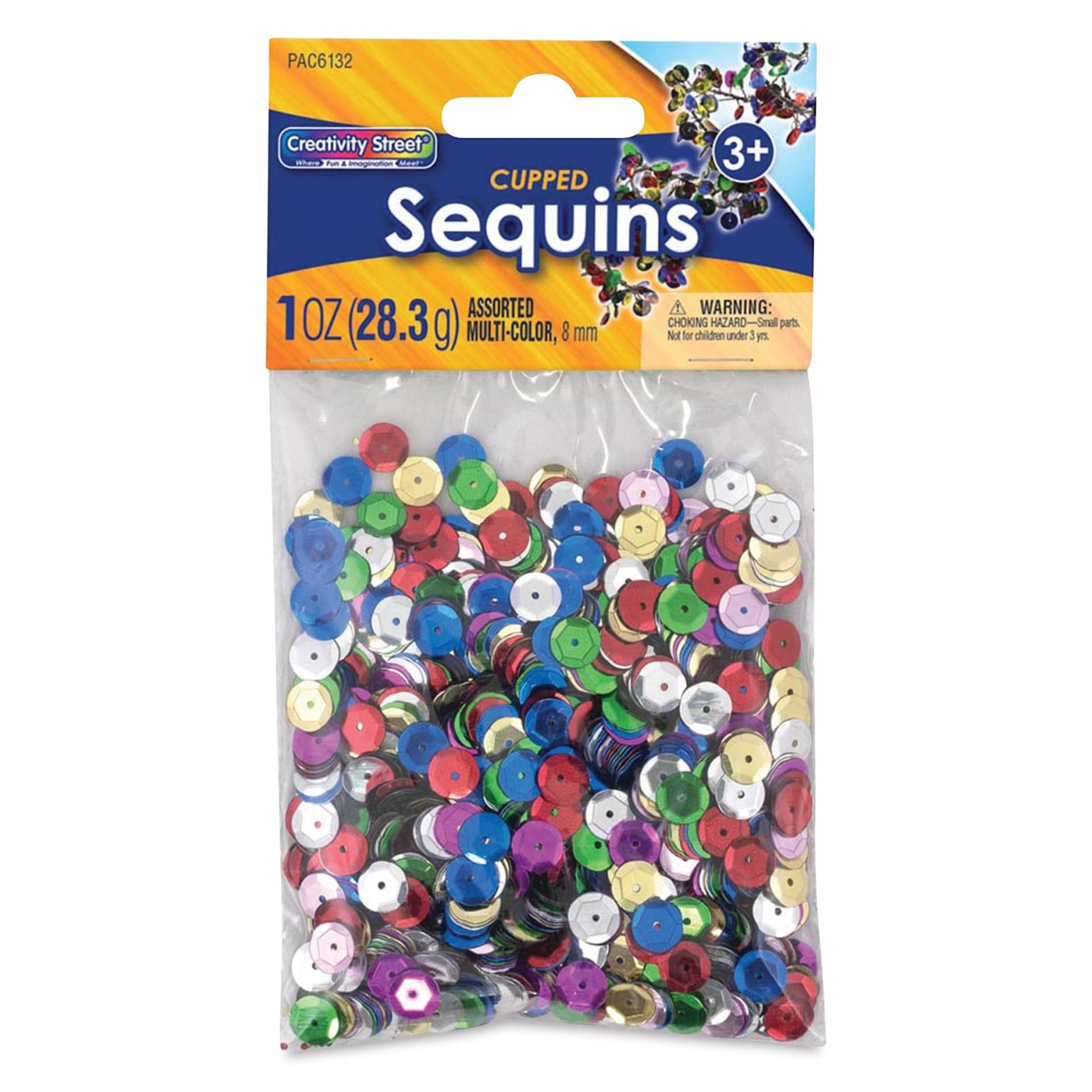 Creativity Street Cupped Sequins - Assorted Colors, 8 mm, 1 oz - front of packaging