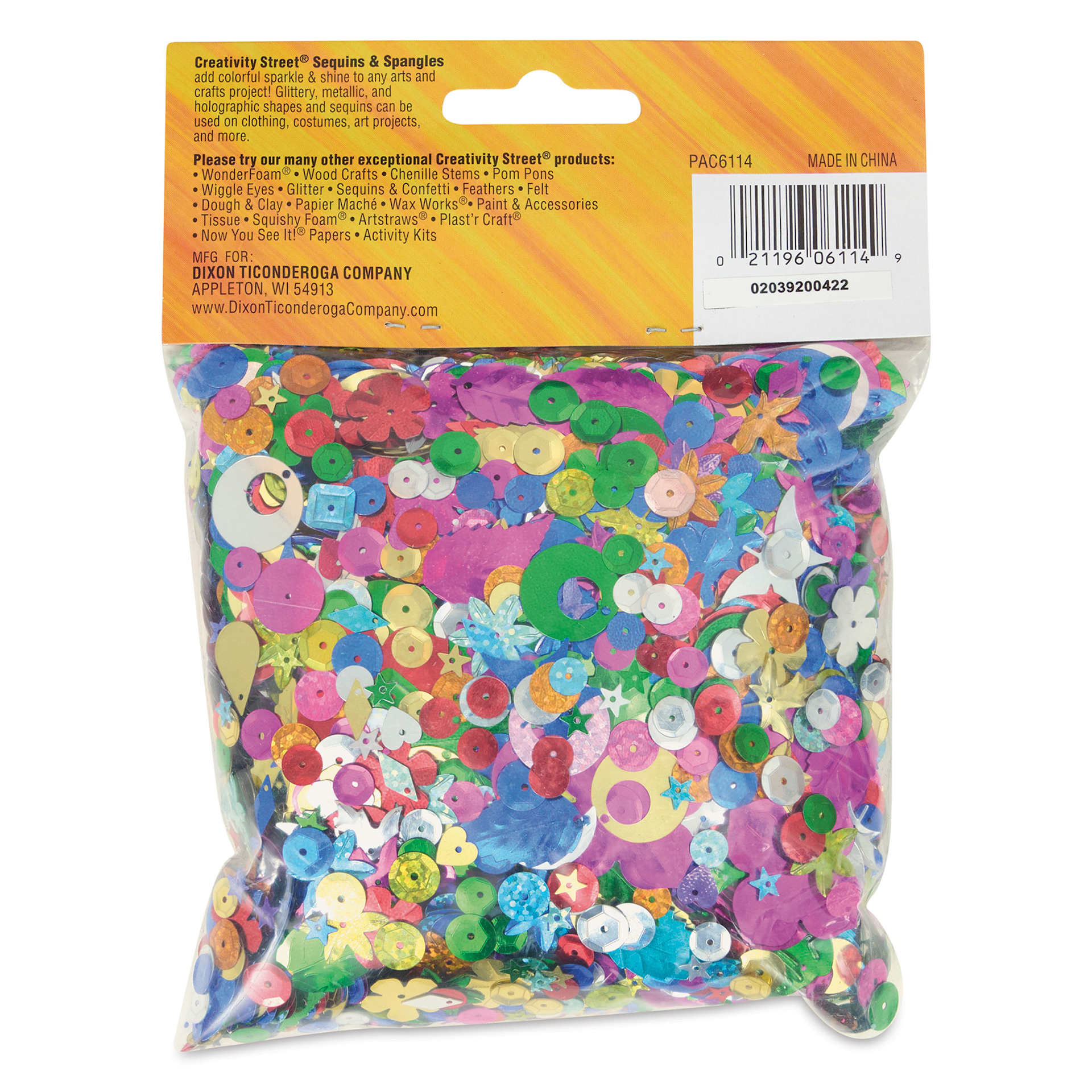 Creativity Street Sequins and Spangles - Bonus Pack, back of the packaging
