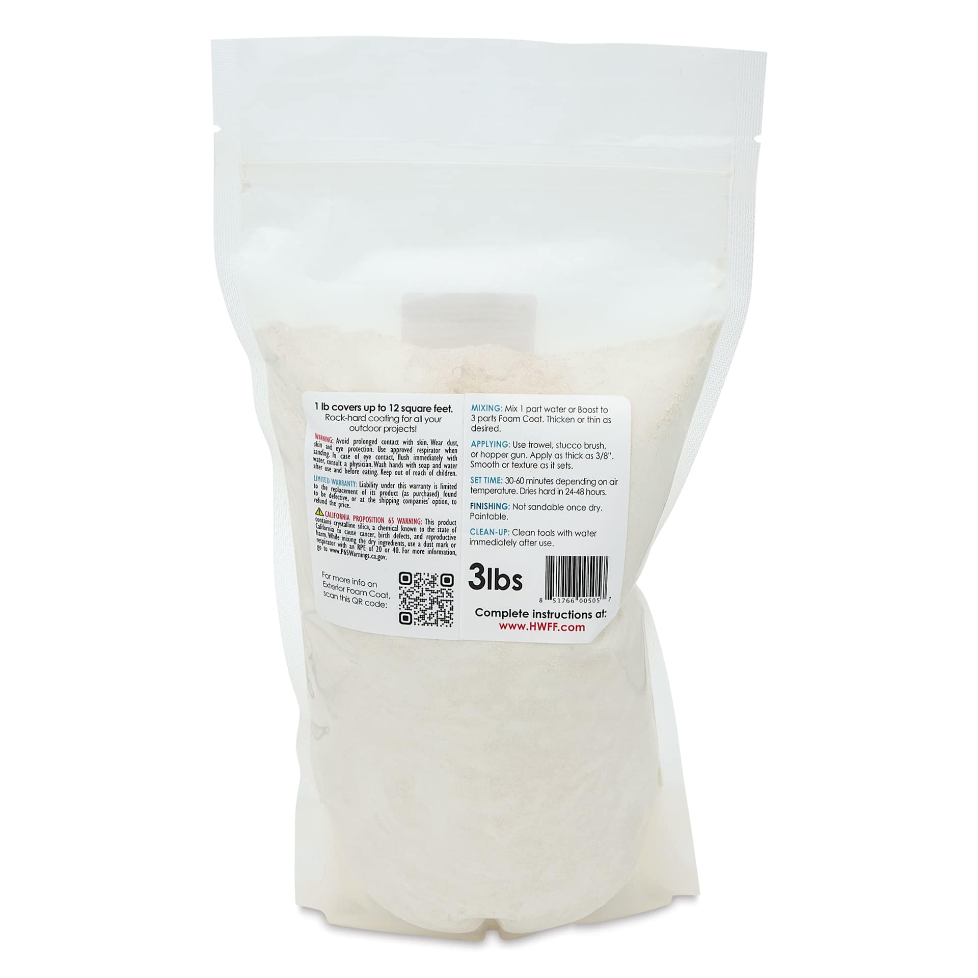 Hot Wire Foam Factory Exterior Foam Coat back of packaging