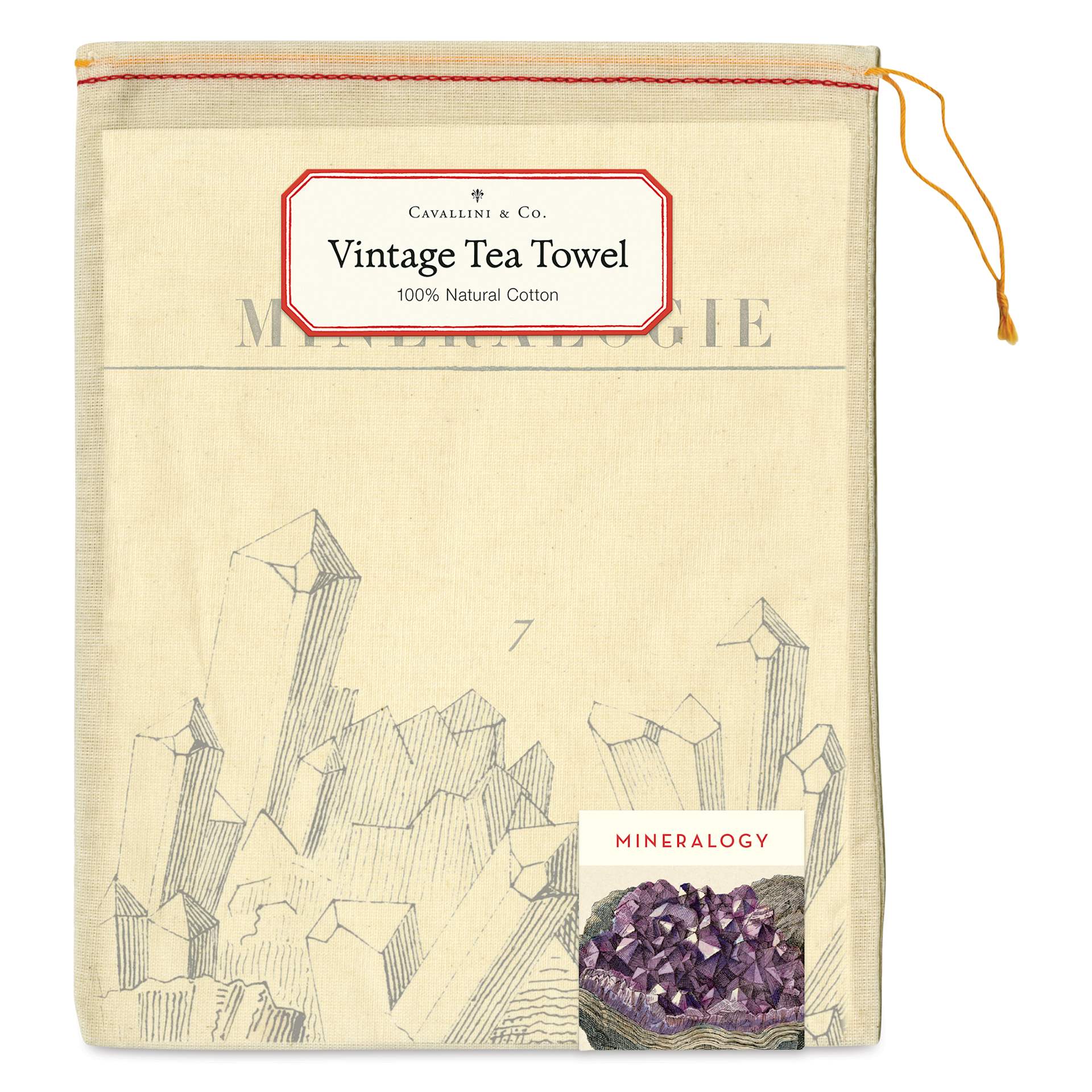 Cavallini Mineralogy Tea Towel (Front of packaging)