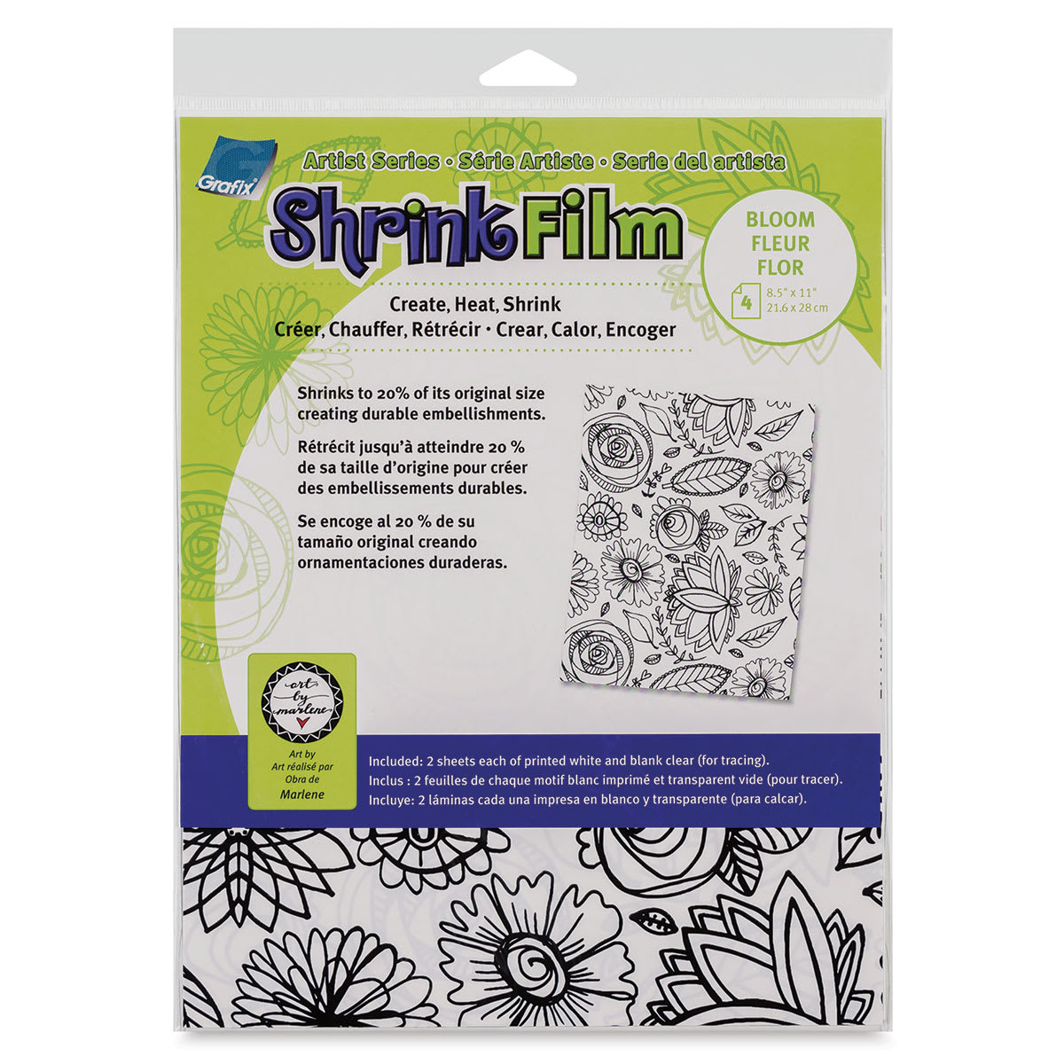 Grafix Artist Series Shrink Film - Bloom Design by Art by Marlene, front of the packaging